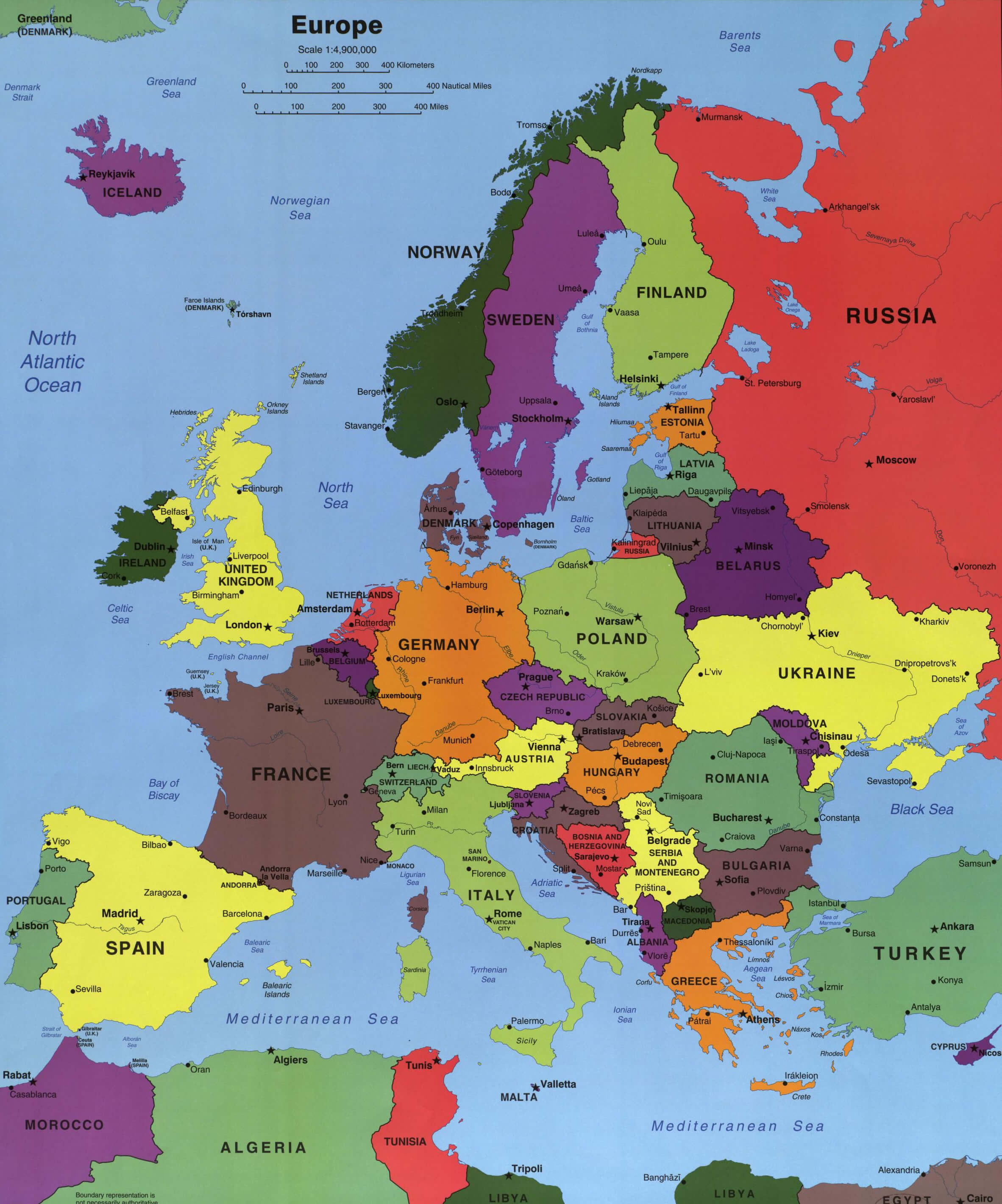 Europe countries map
