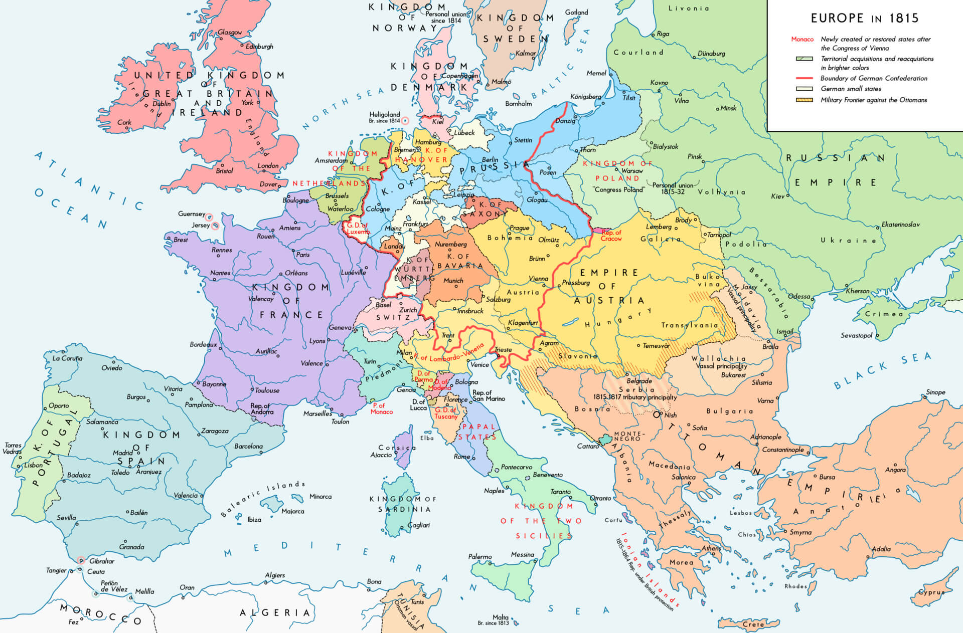 Europe map in 1815