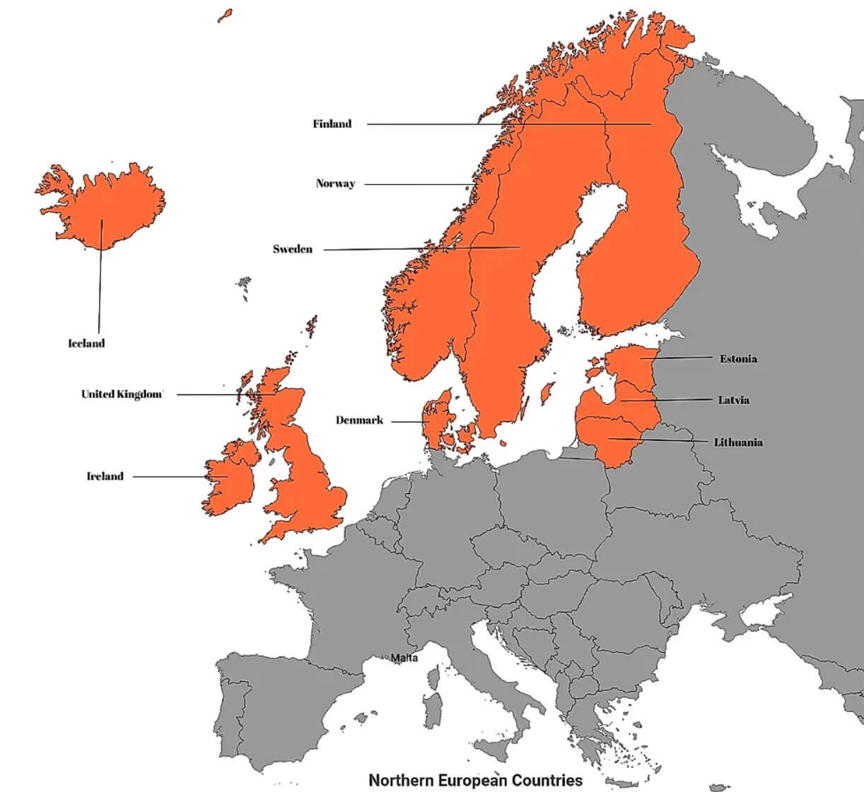 Northern European countries map