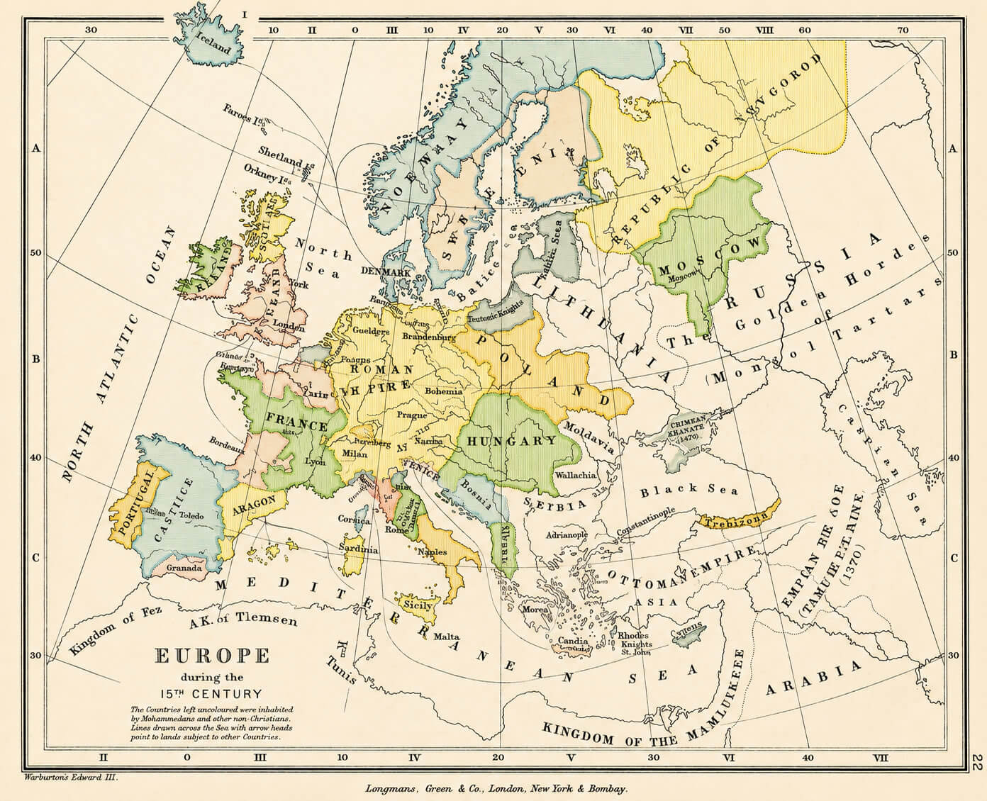 Europe historical map 15th century