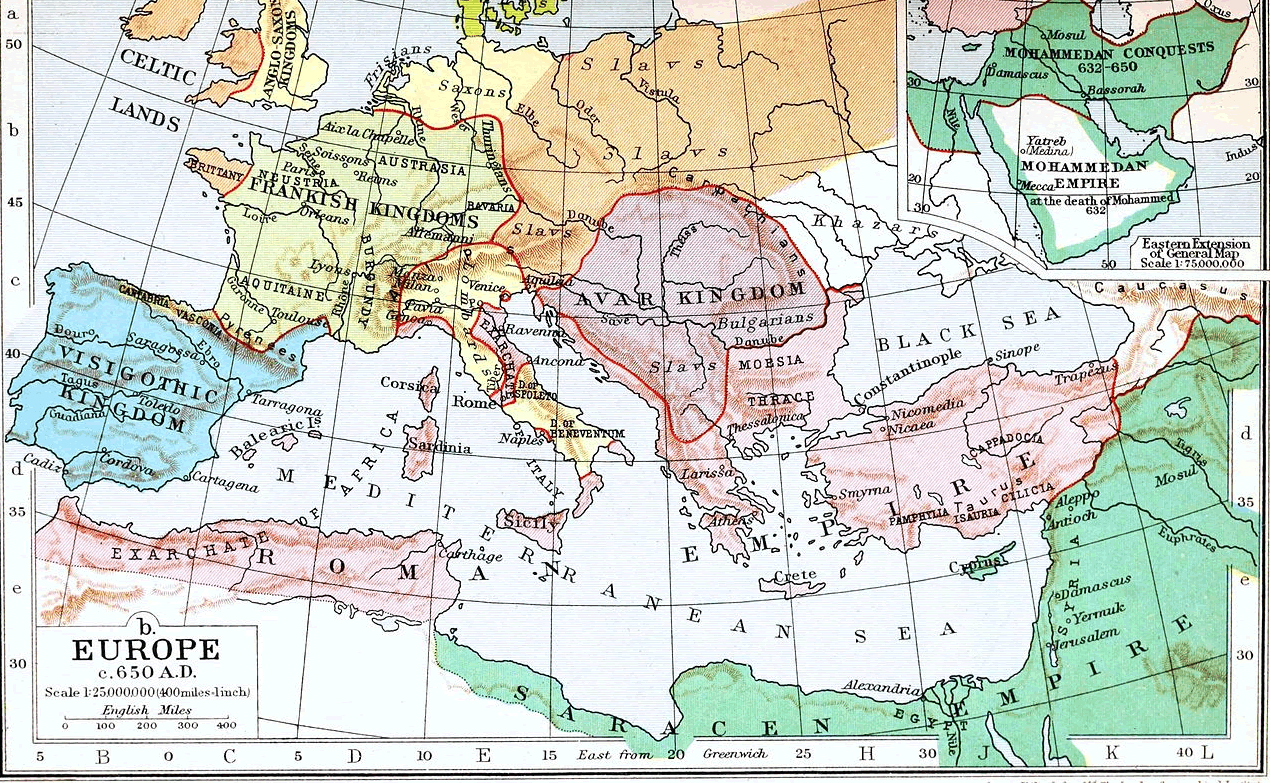 Europe historical map 650