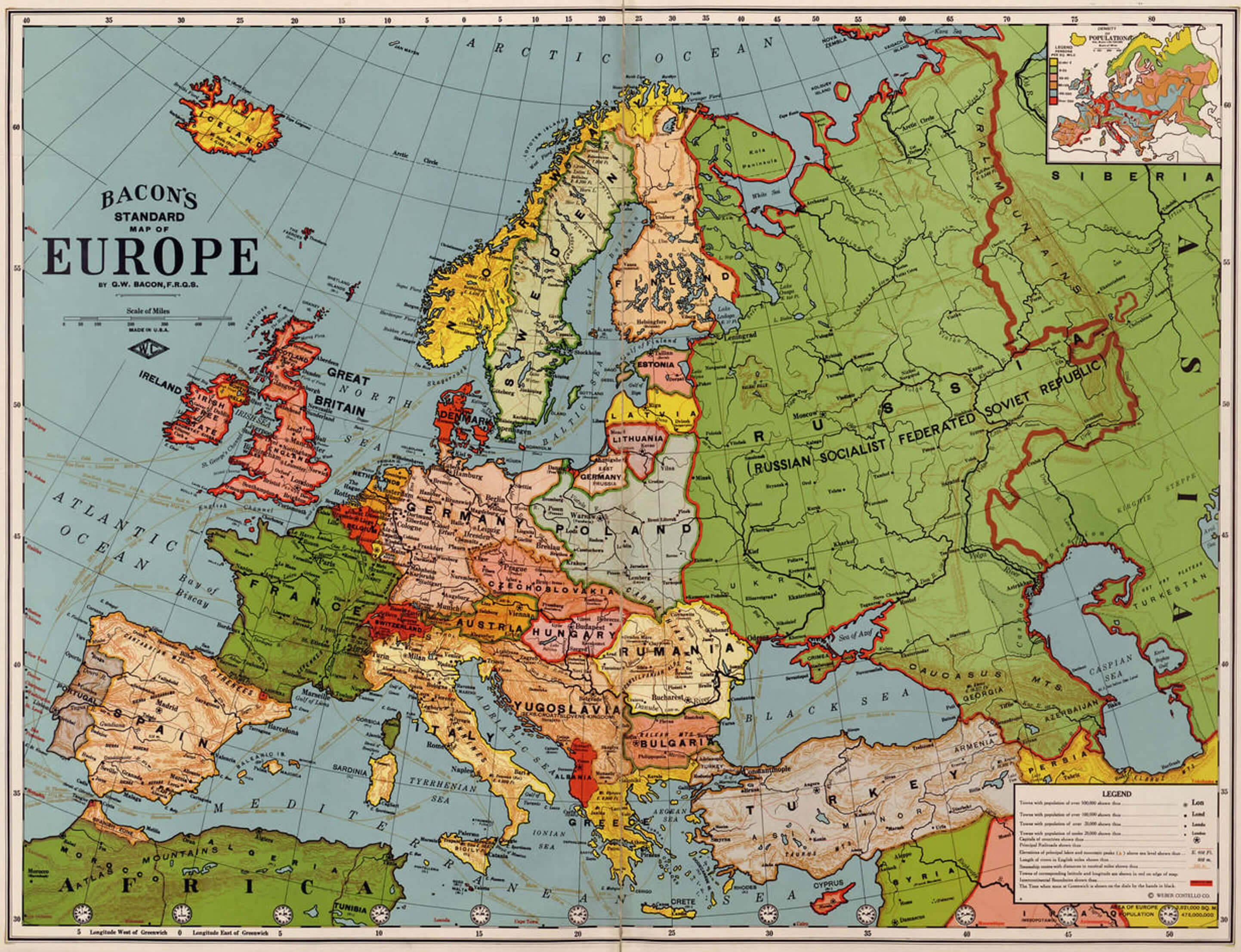 Europe history map 1920