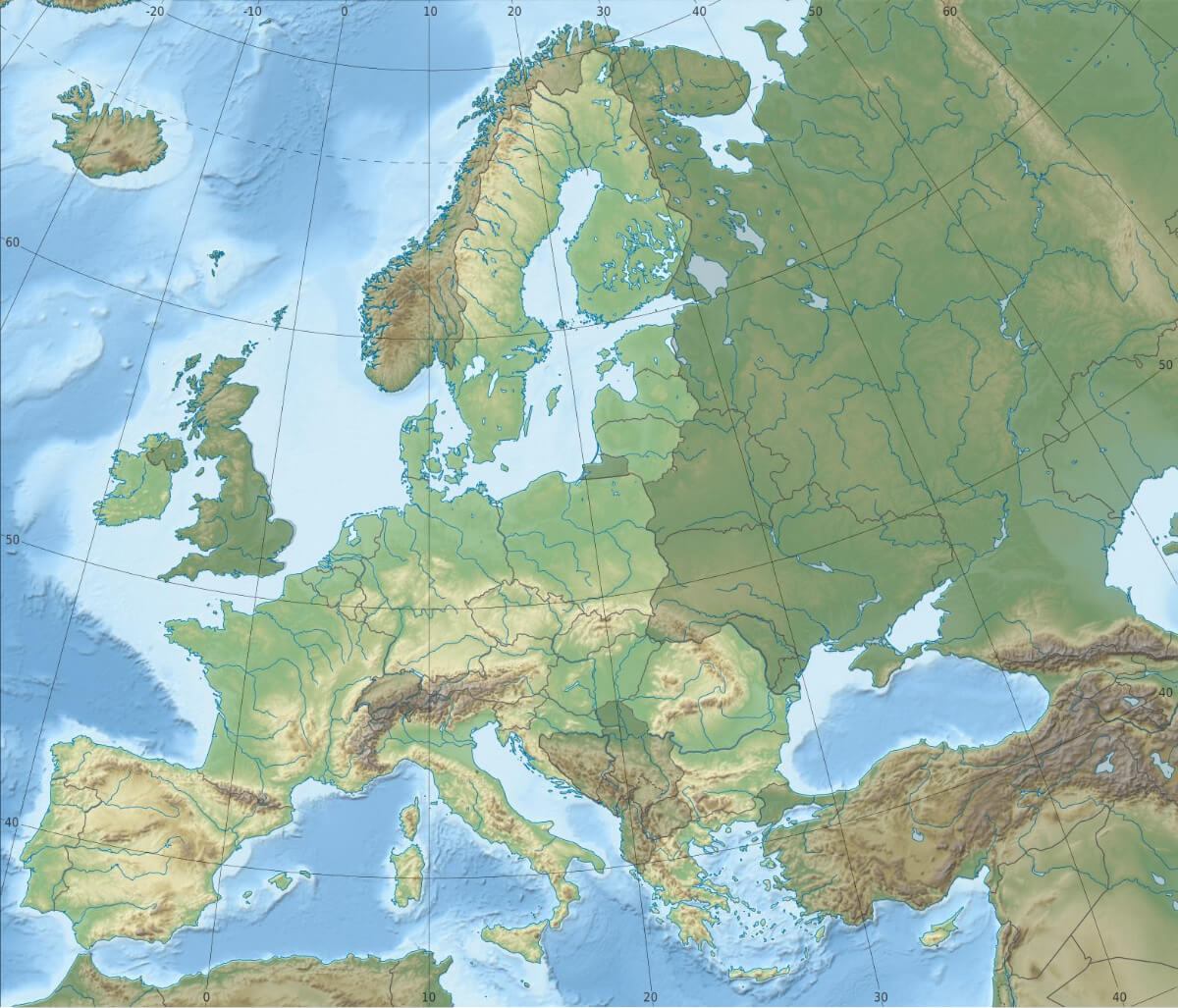 Europe geography map