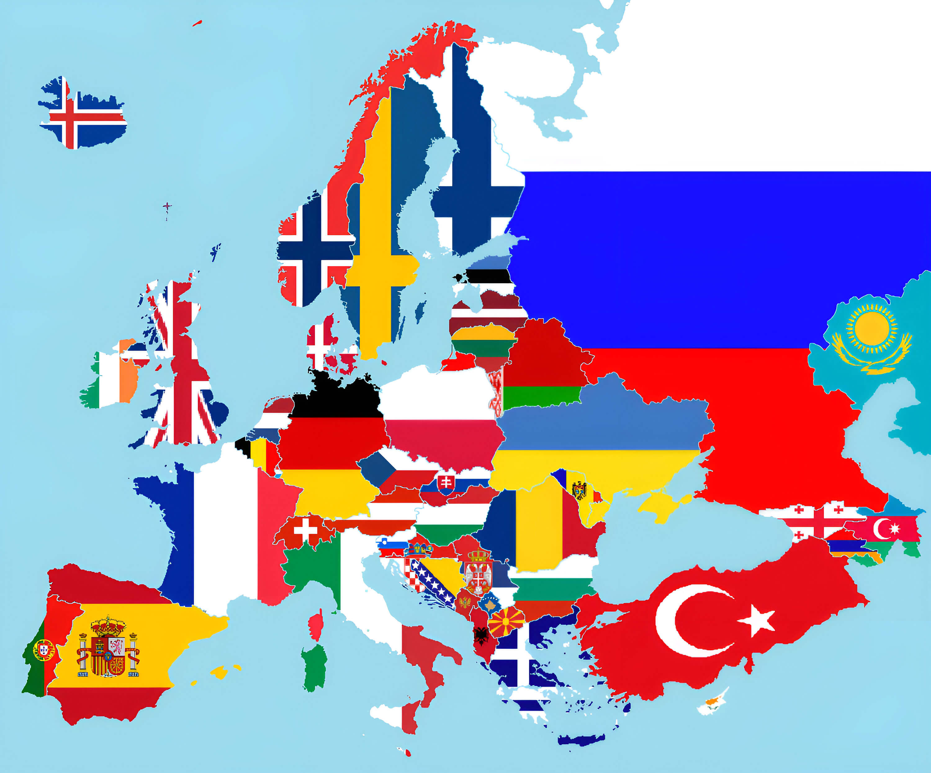 Europe flag map