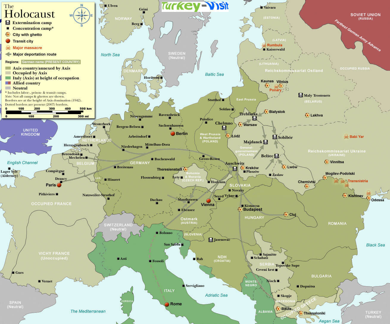 Europe holocaust map