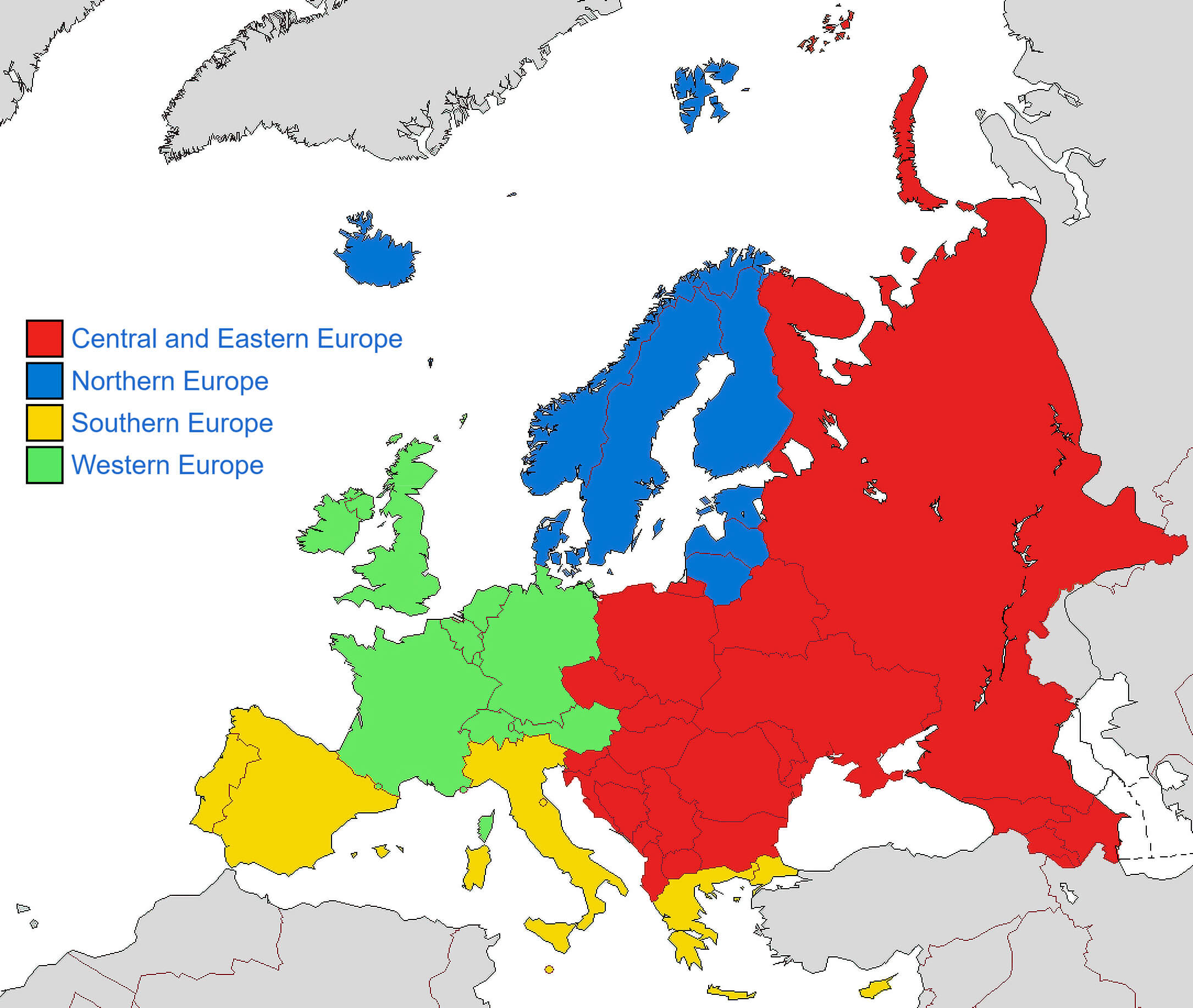 Europe regions map