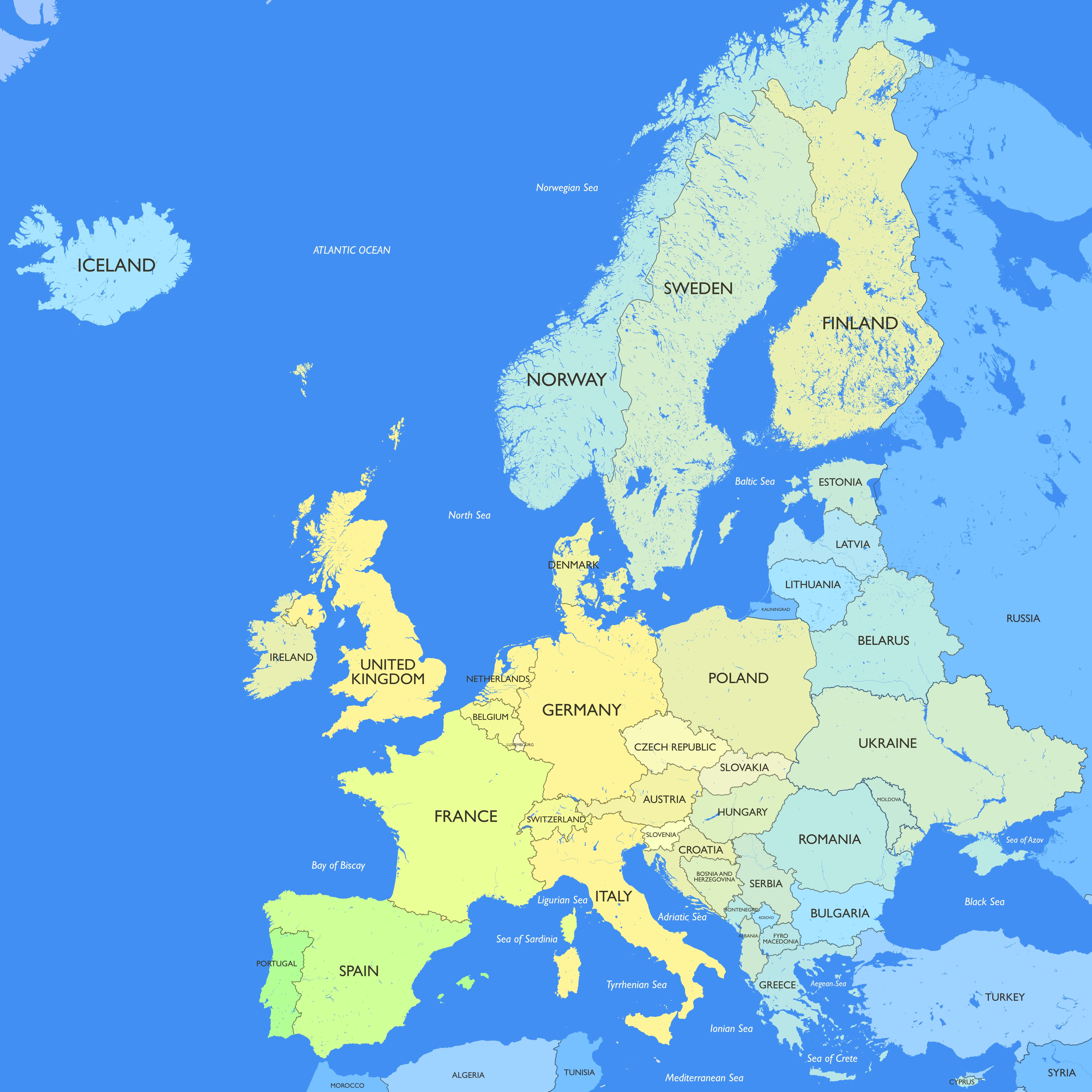 Europe Map: Political, Physical, Countries, Cities, Satellite & Time Zones 7 European union members map