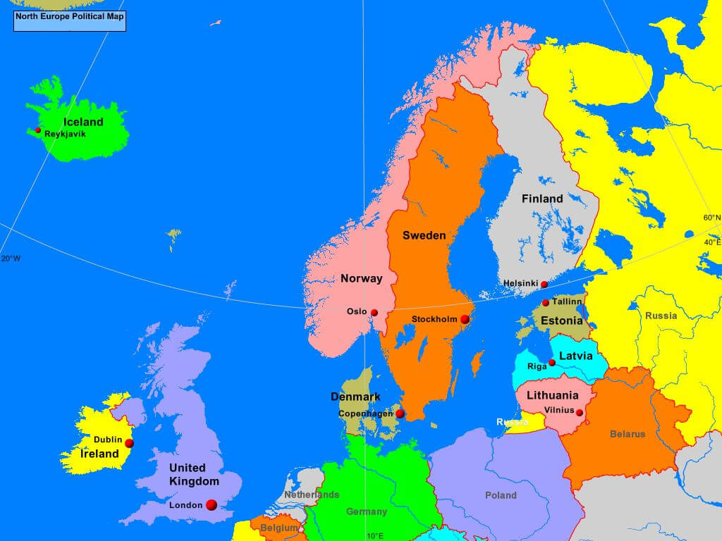 Northern Europe political map