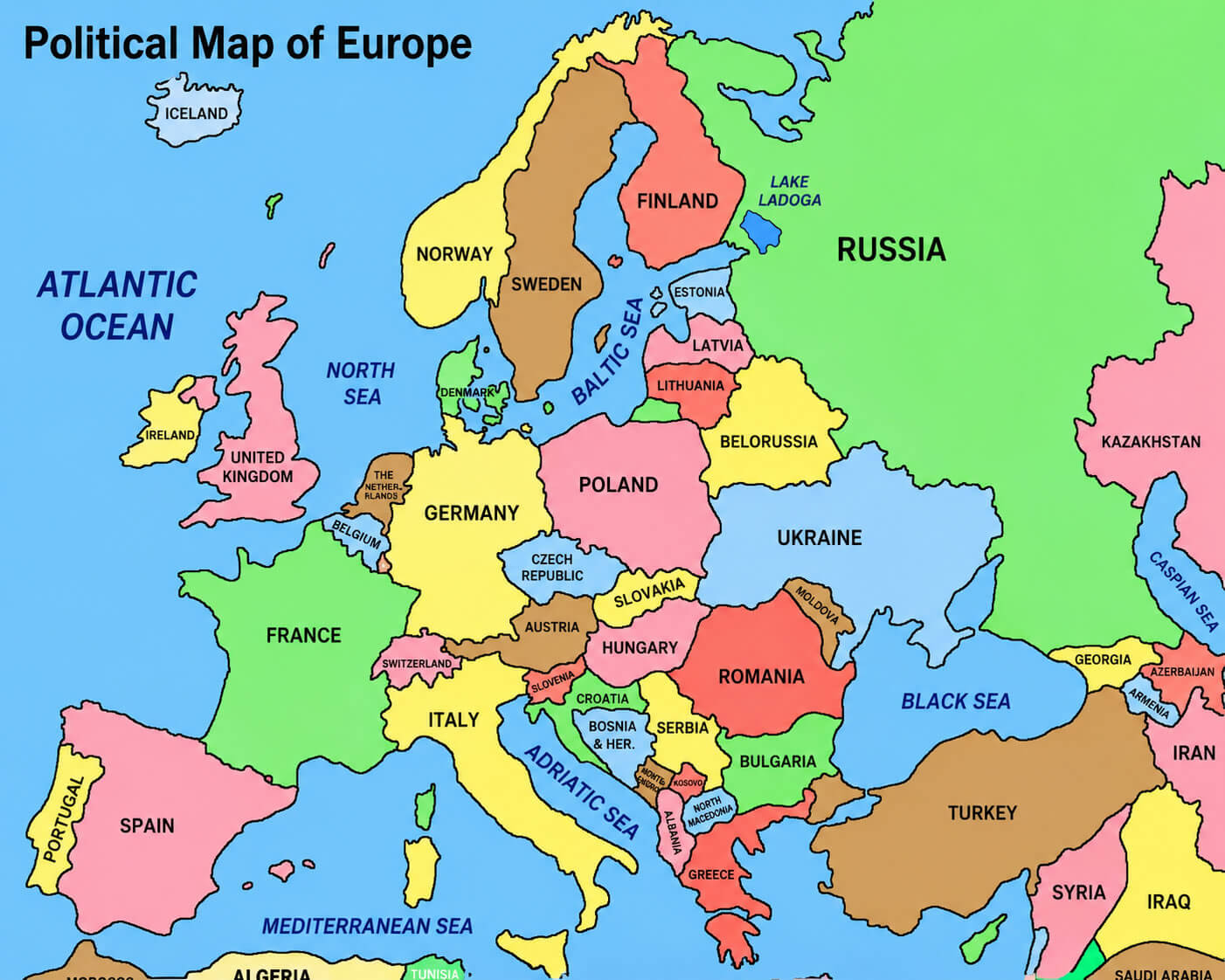 Europe Map: Political, Physical, Countries, Cities, Satellite & Time Zones 8 Europe Political Map with Country Borders