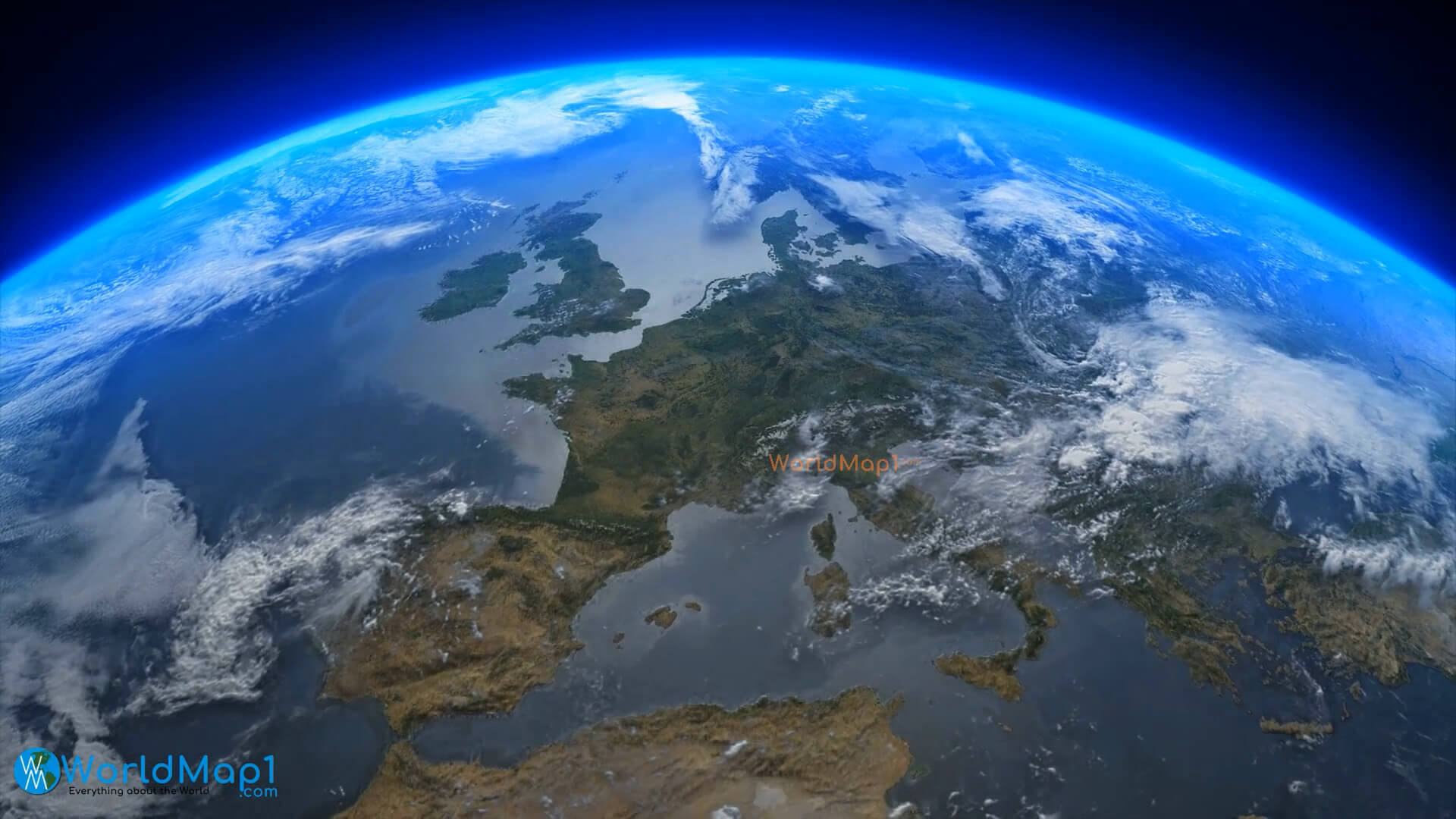 Europe satellite map from space
