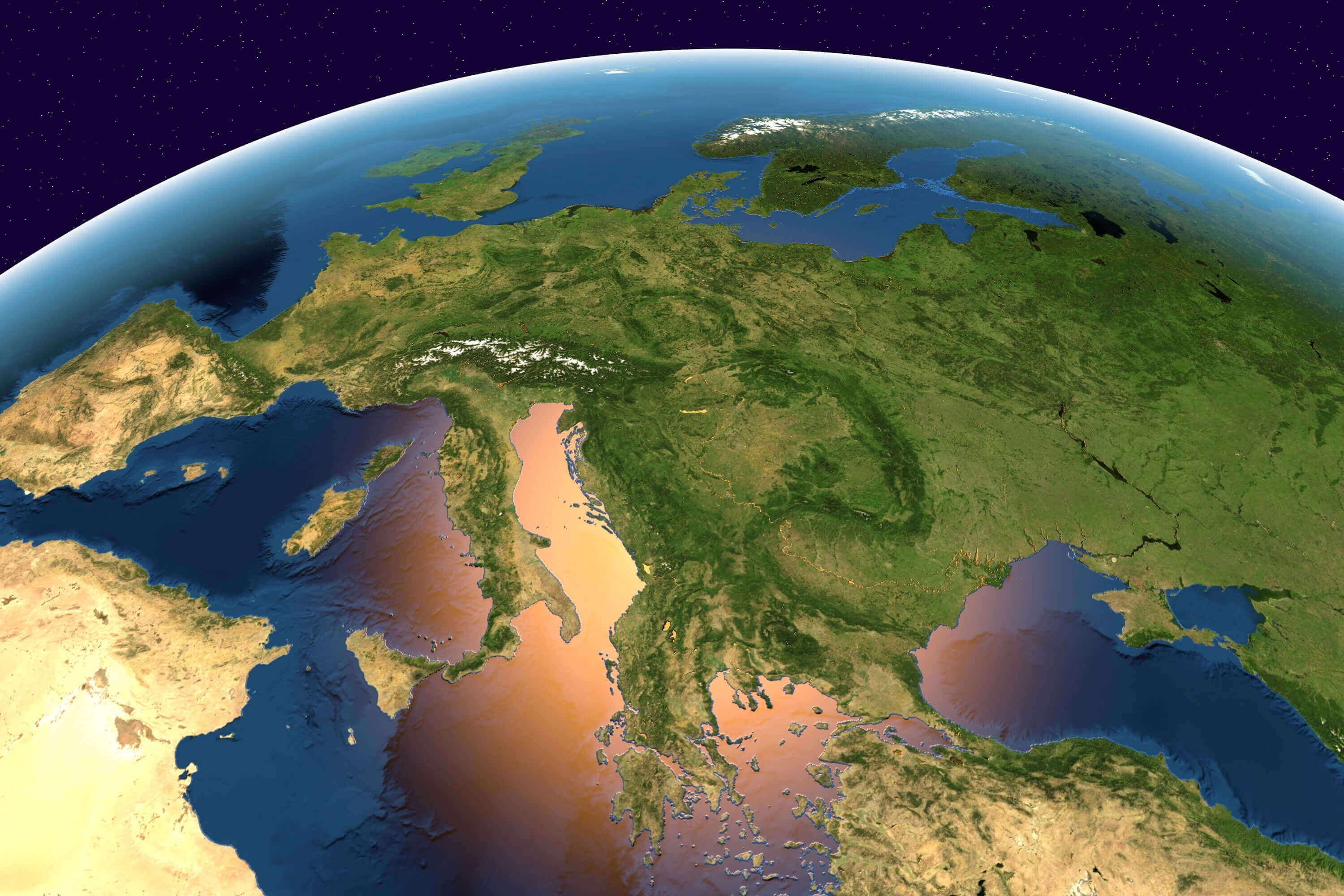 Satellite map of Europe