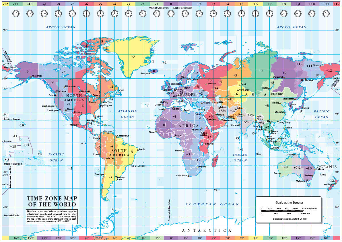 World Europe time zones map