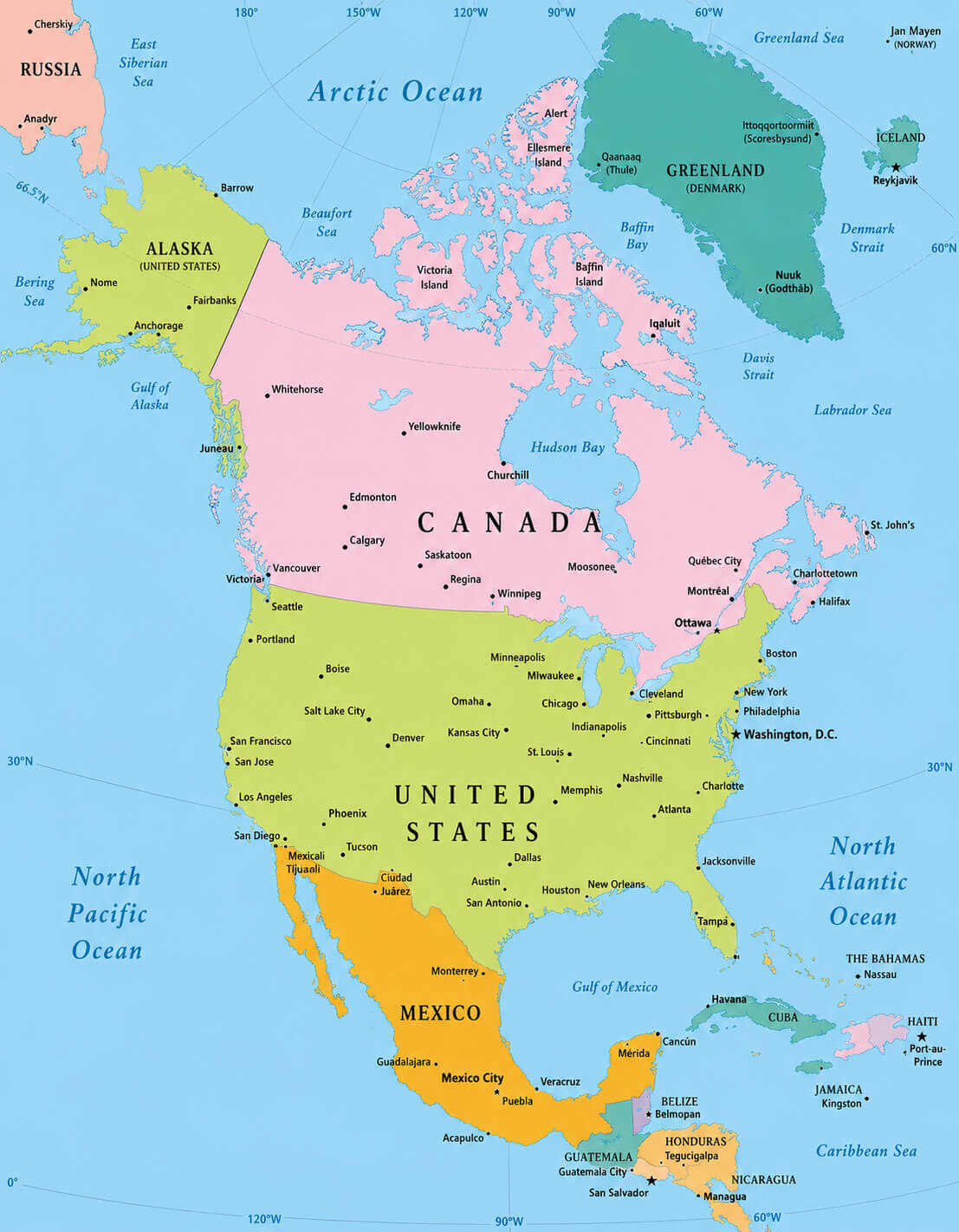 North America countries map