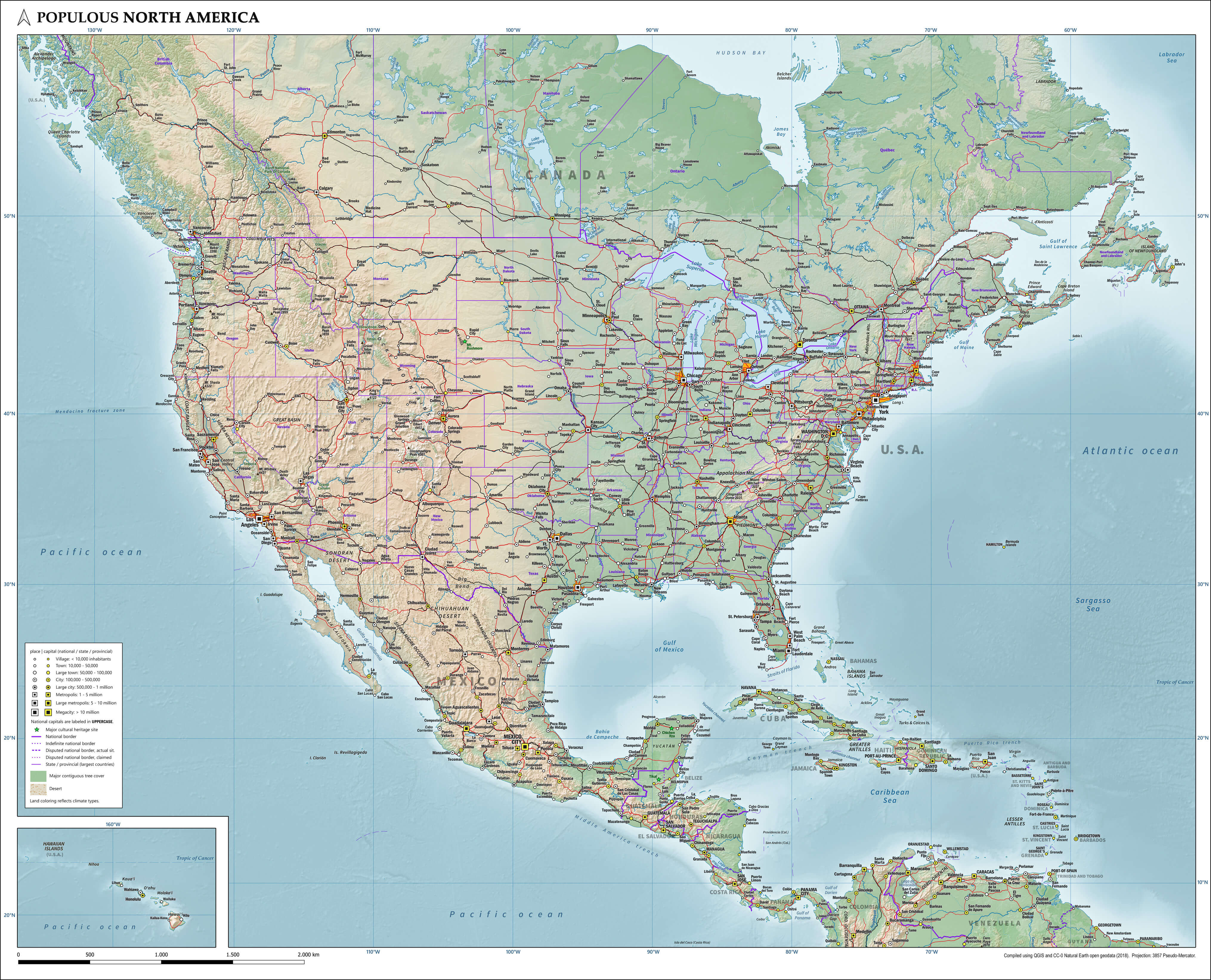 North America population map