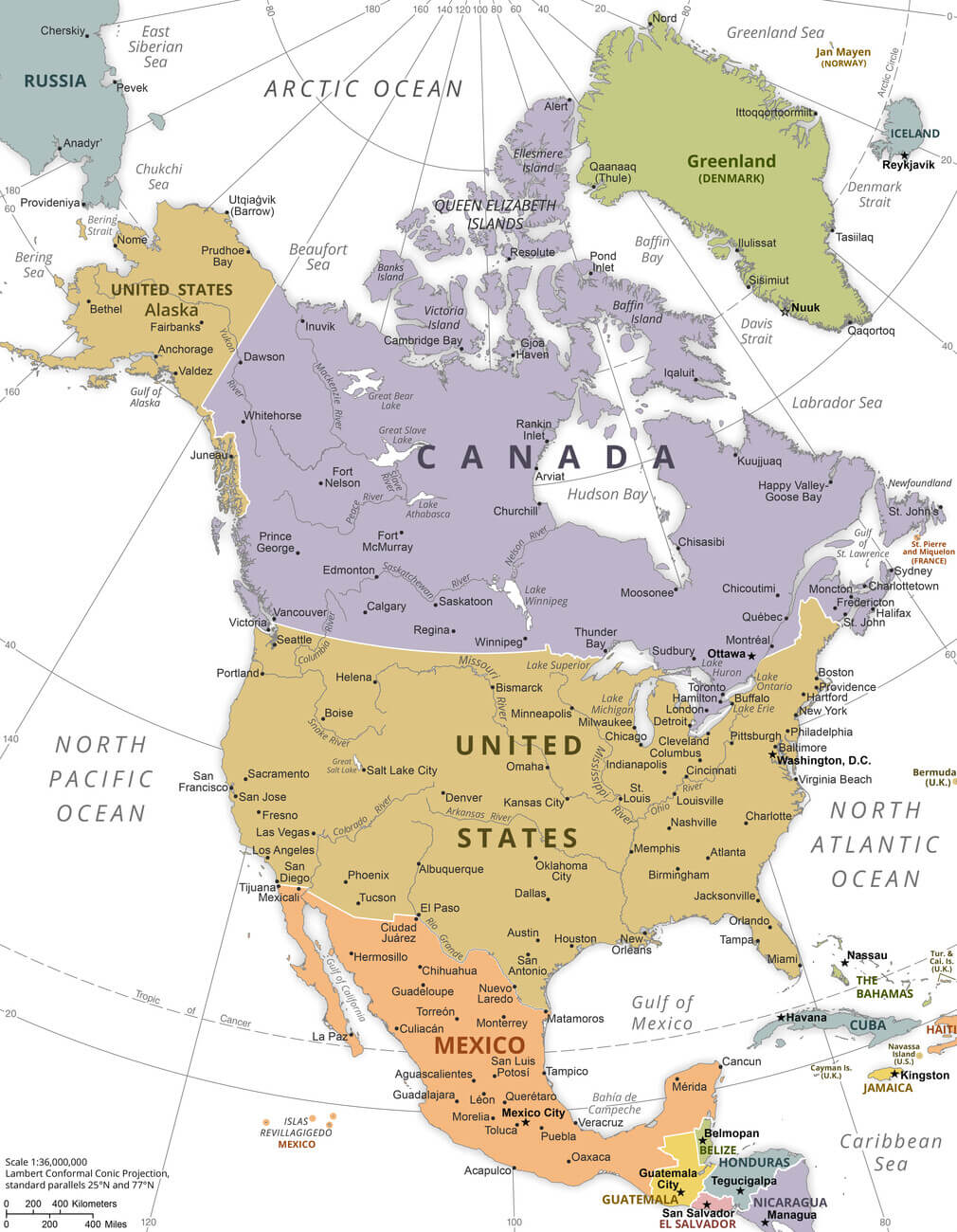 North America Countries Map