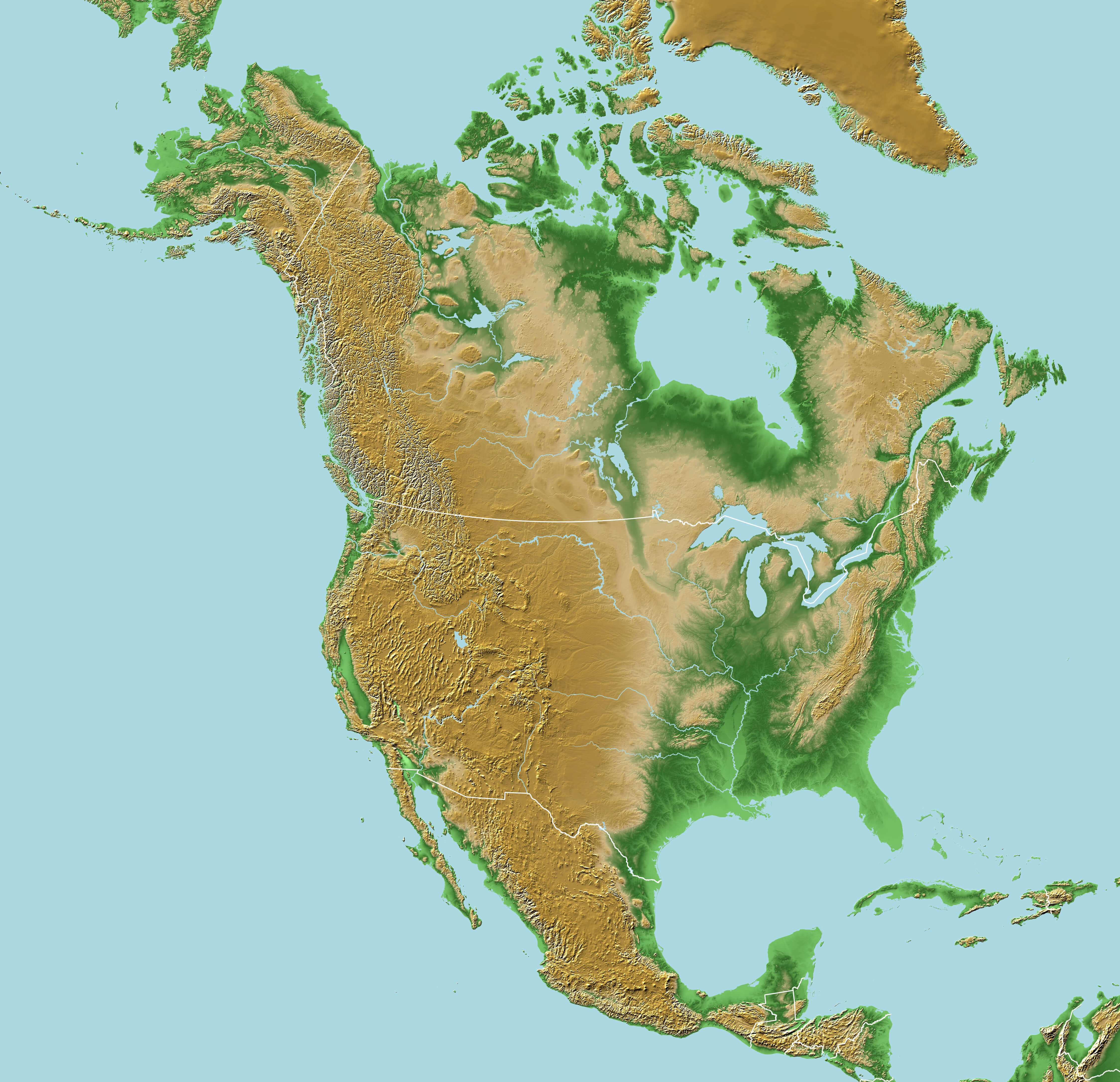 North America High-Resolution Terrain Map