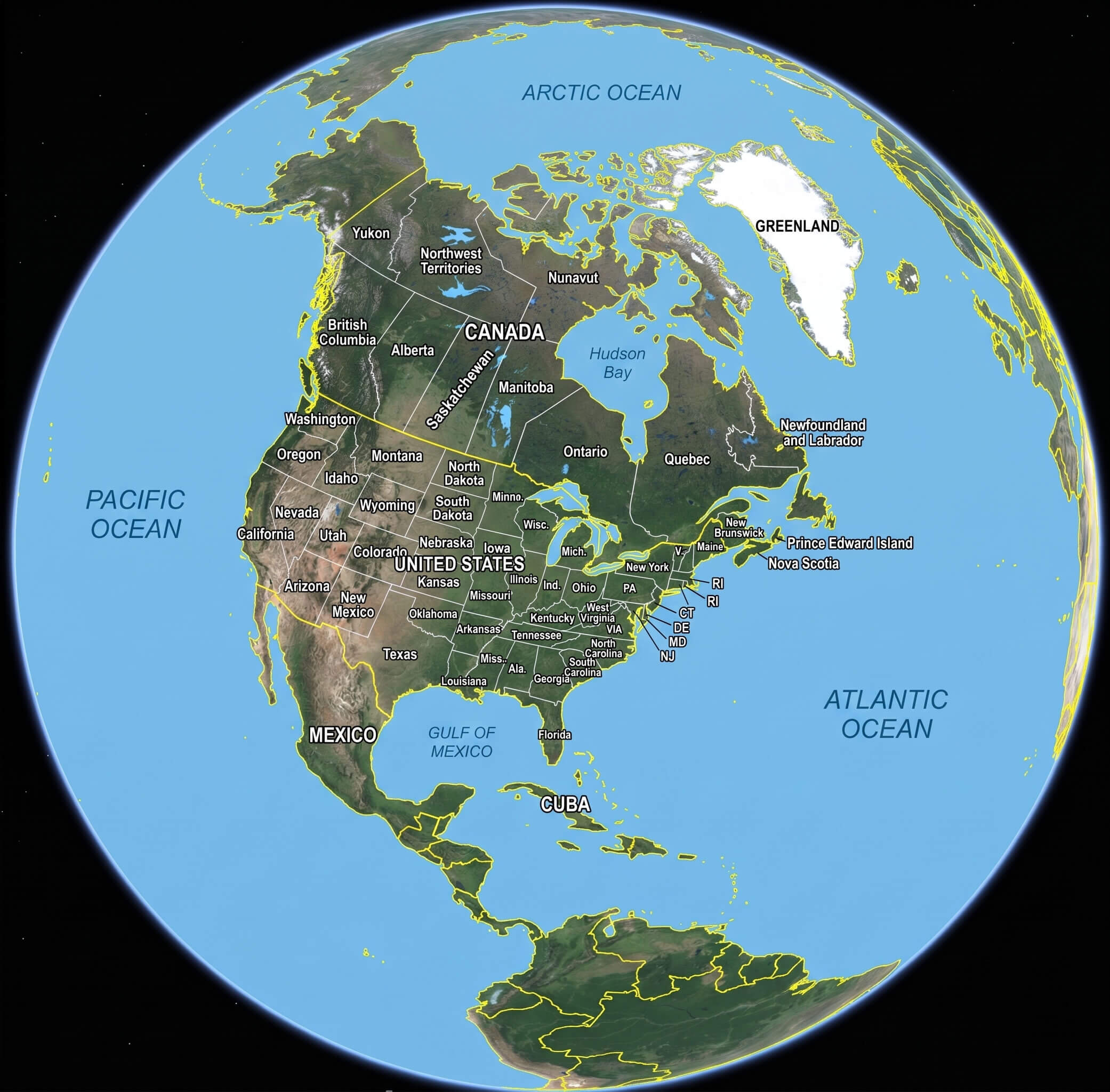 North America Earth Globe map