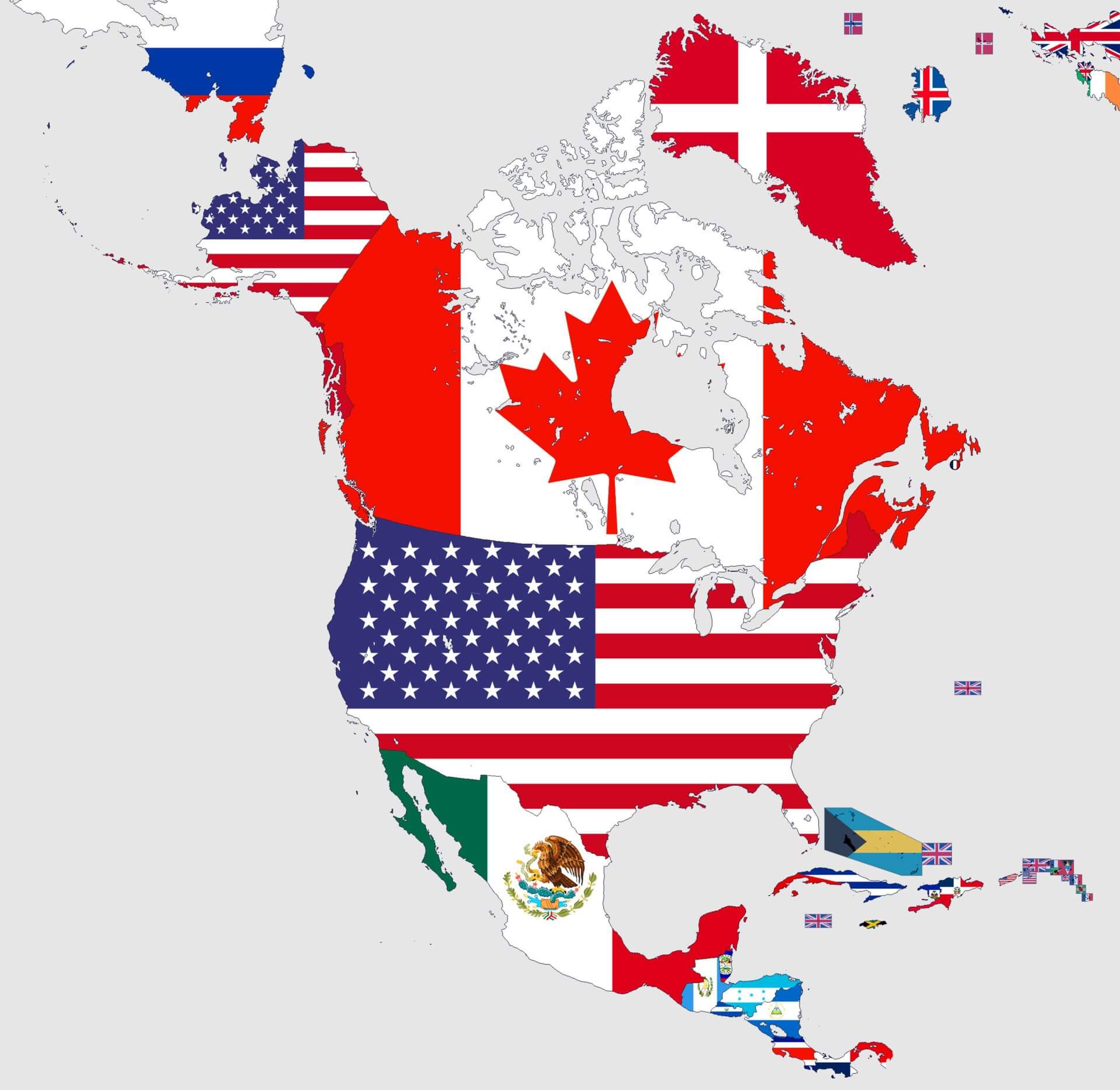 North America country flags map