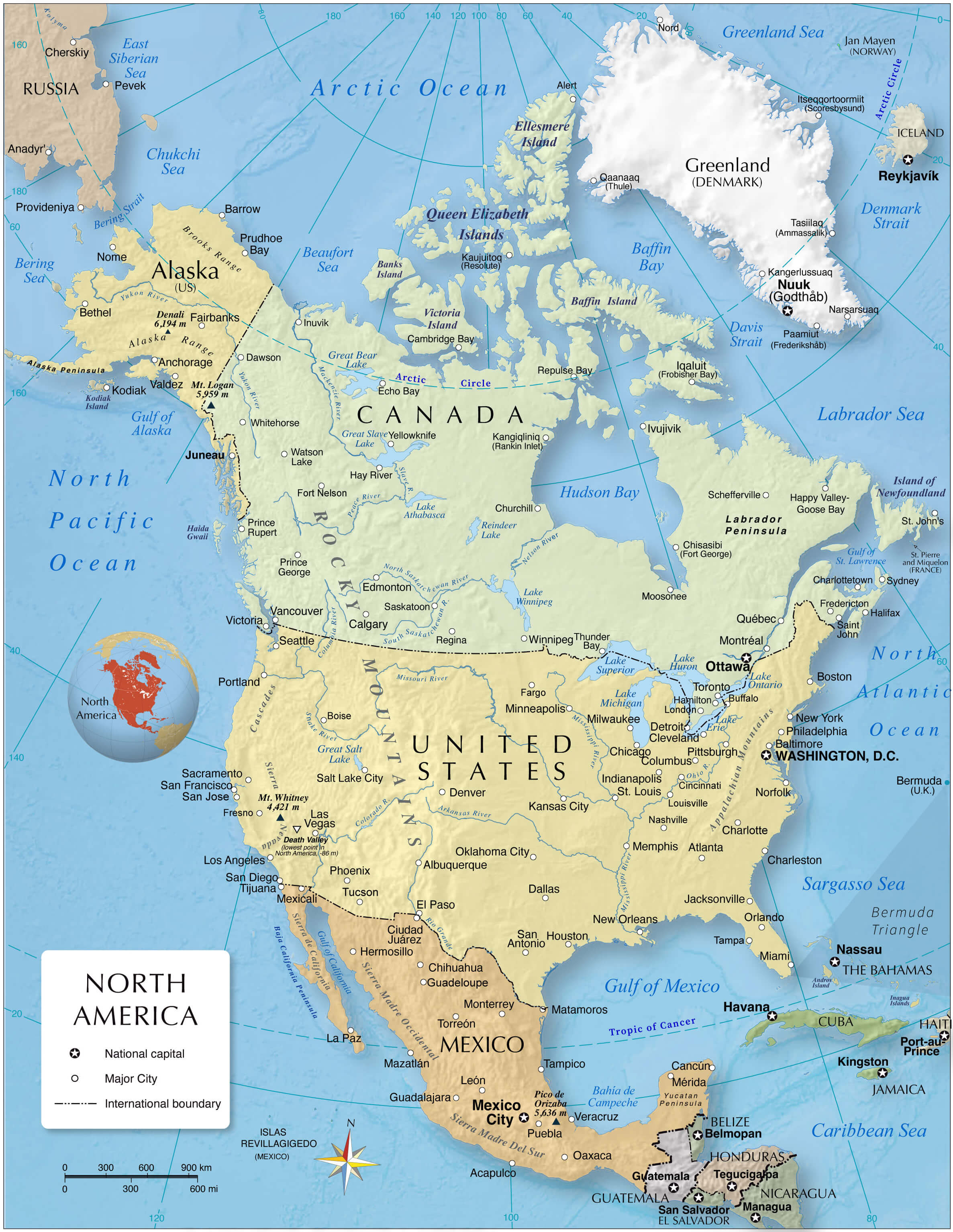 High-Resolution North America Political Map