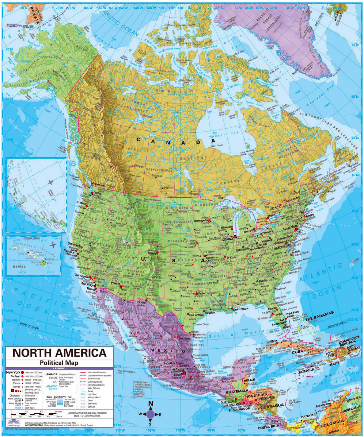 North and South America countries map