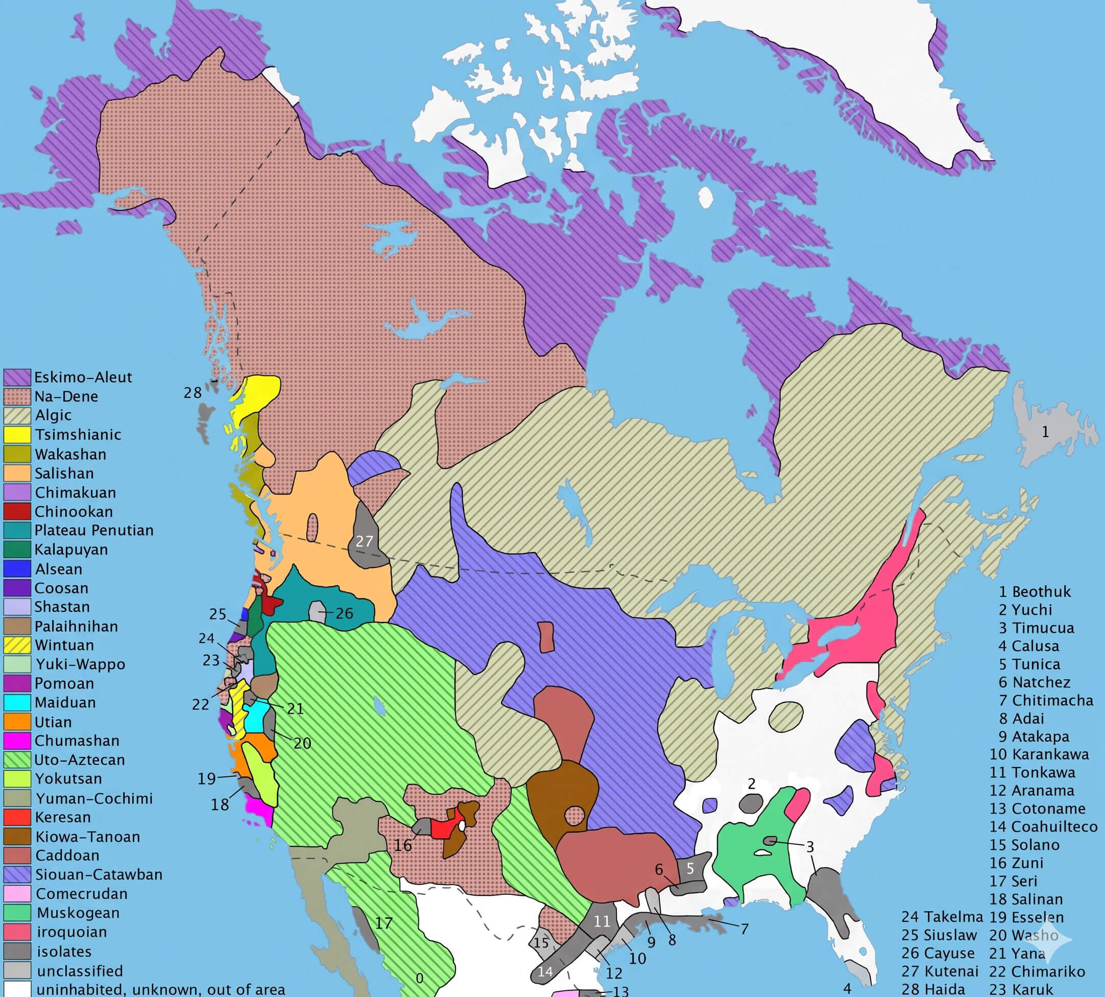 North America native languages map
