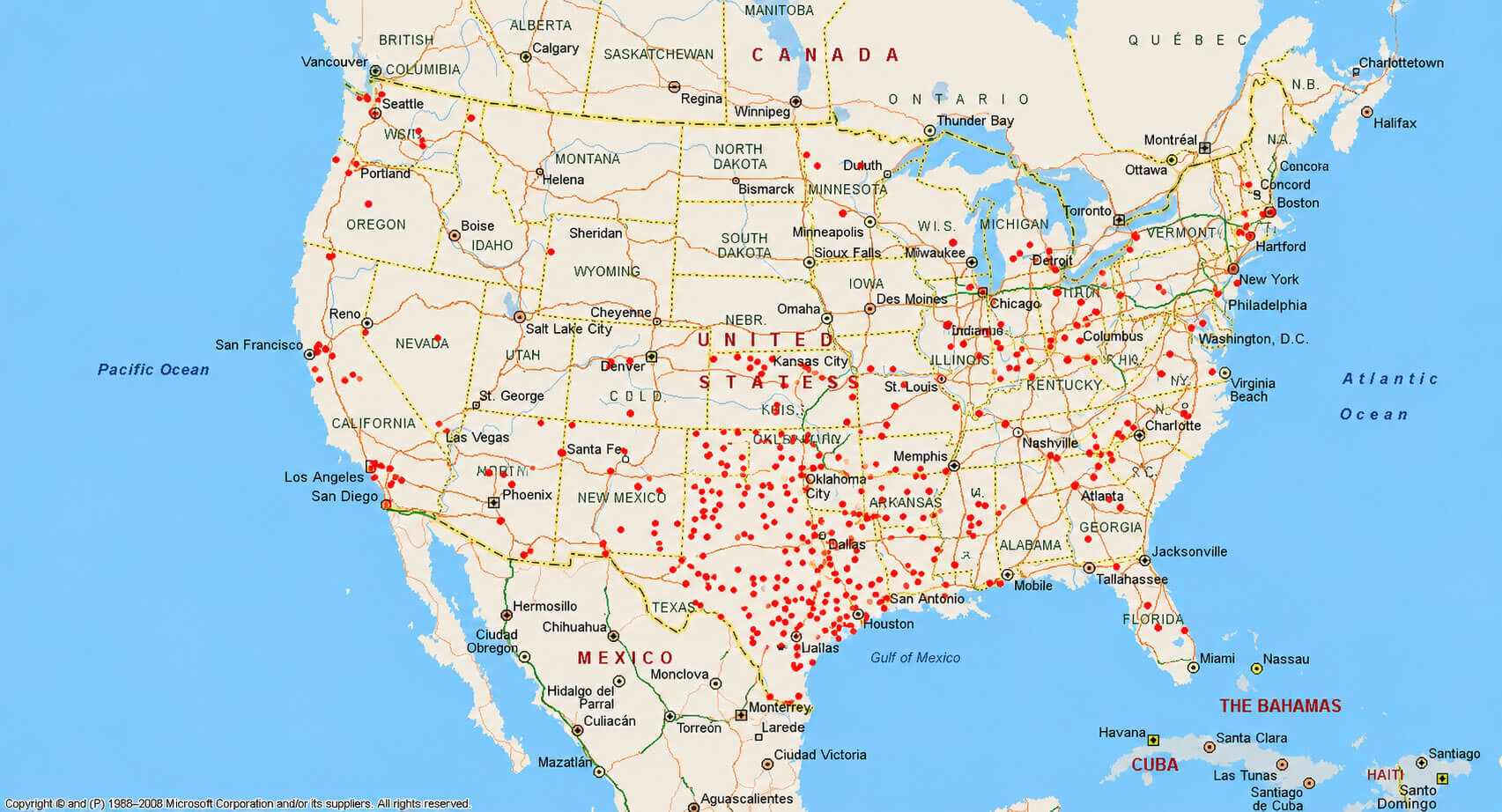 North America Population Distribution Map