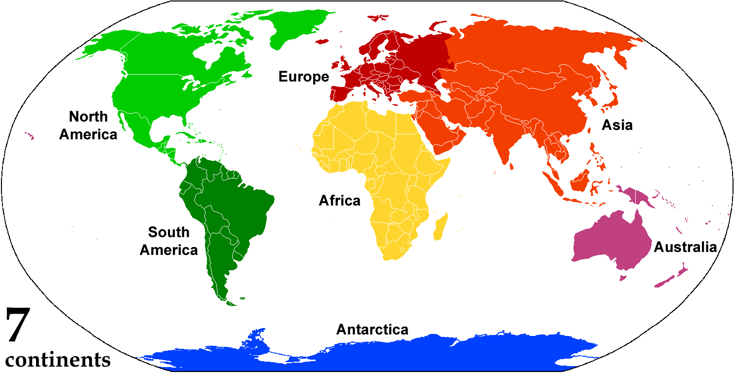 Blank continents map of the World