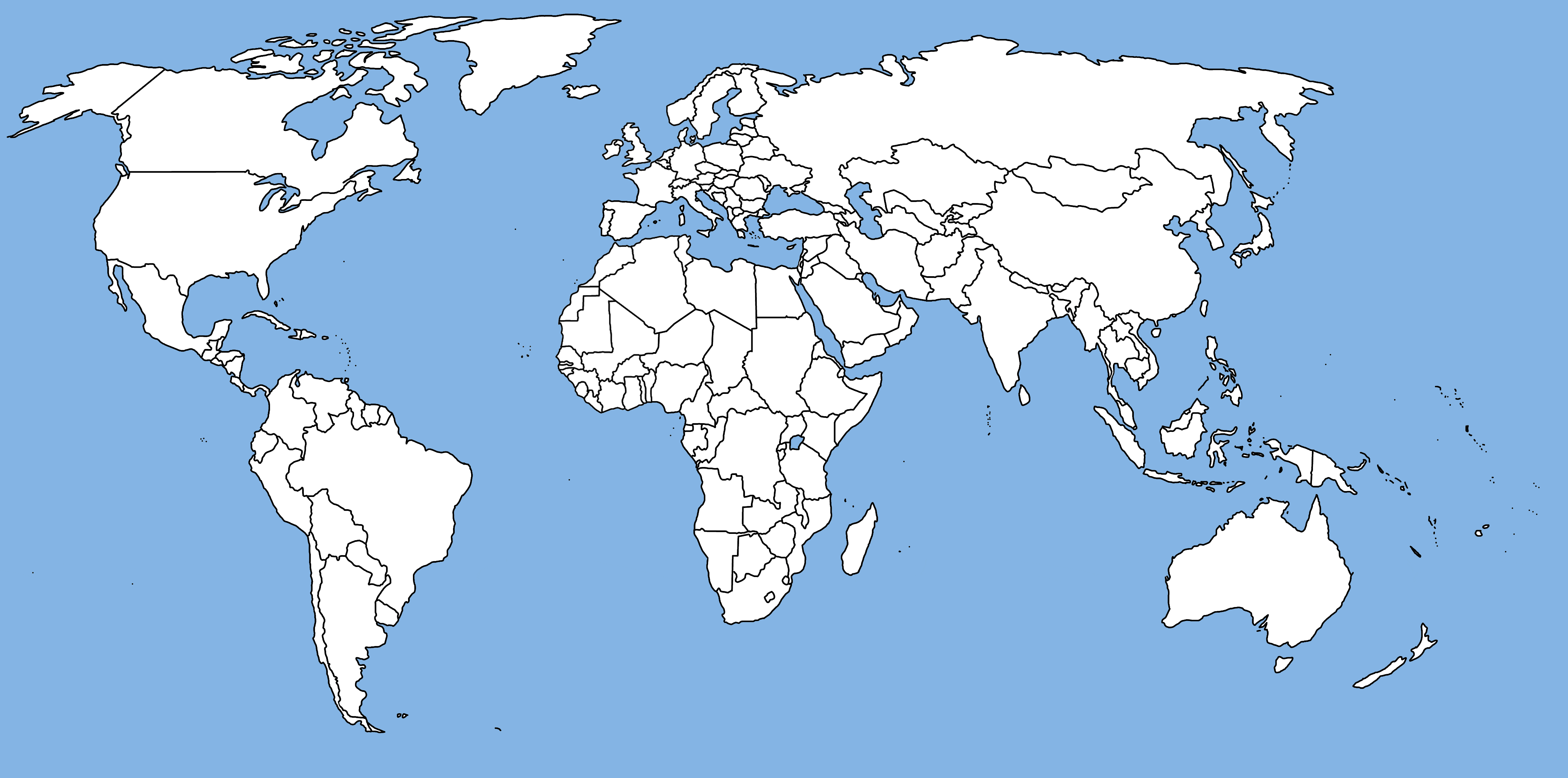 World countries Blank frontiers map