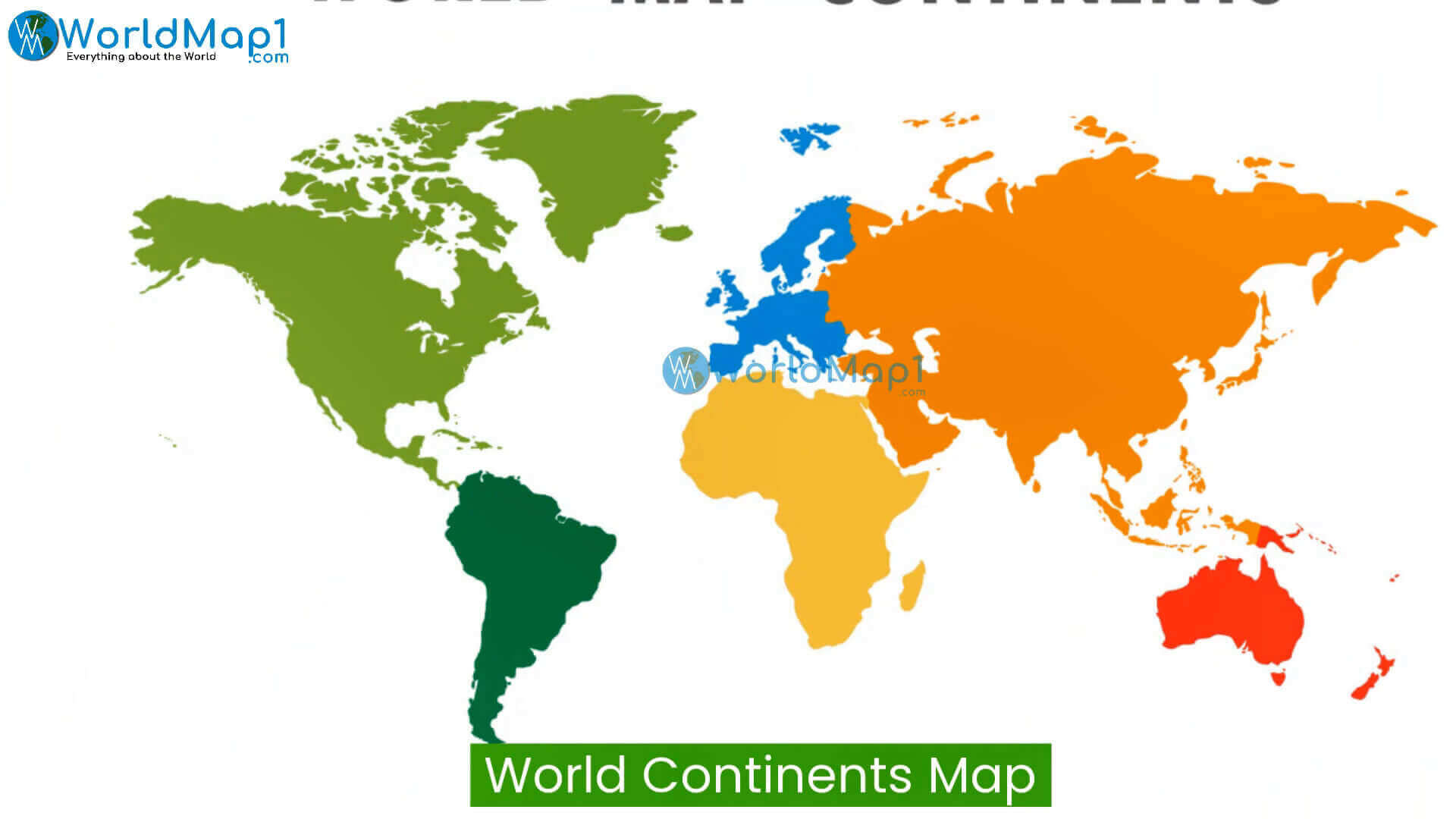 Colorful World Continents Map