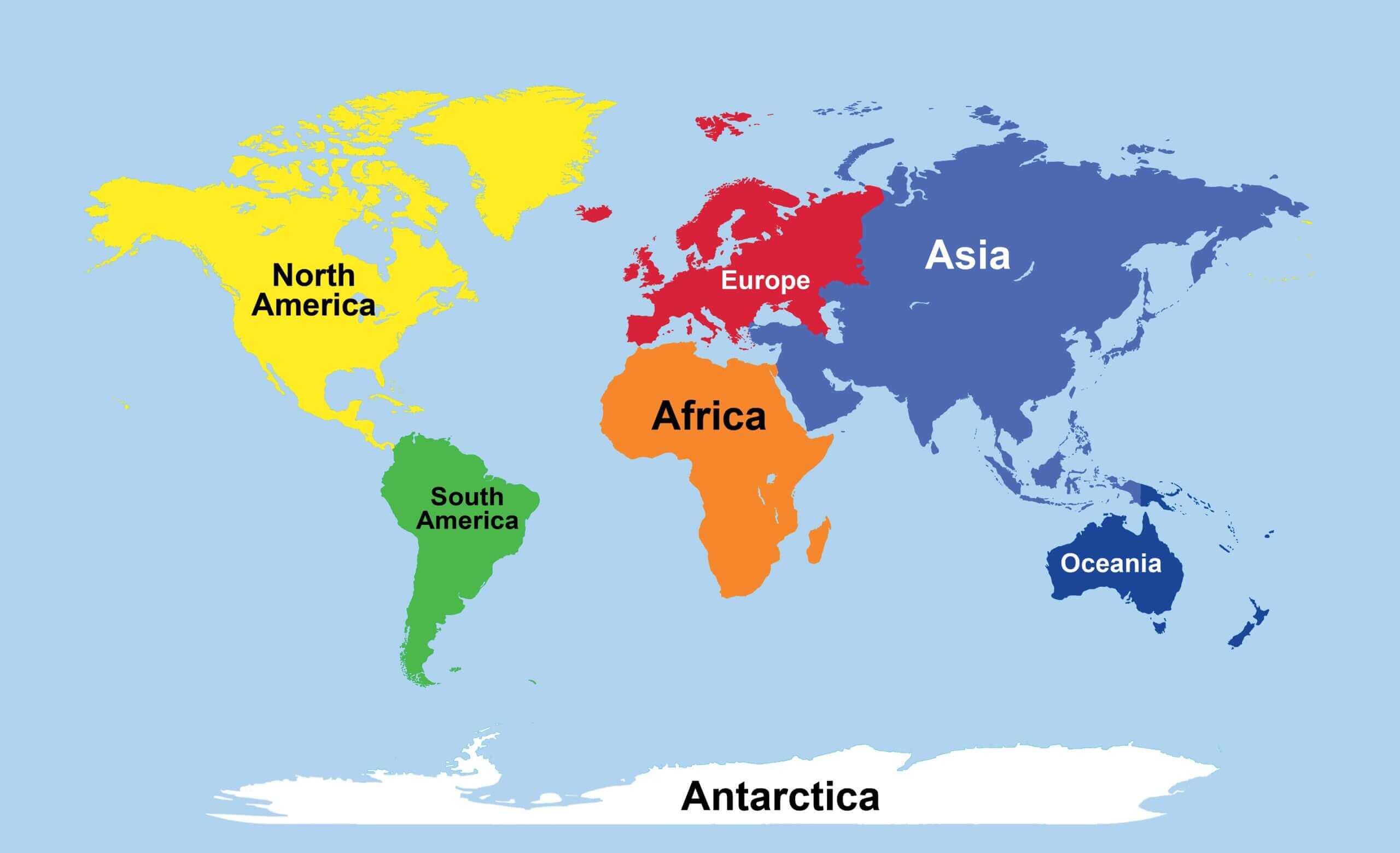 World Continents Map With Names