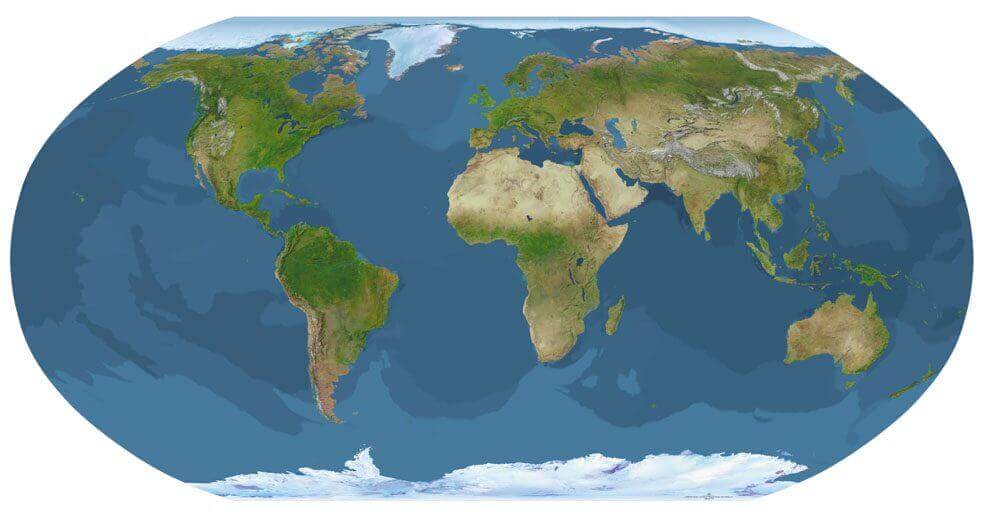 World Continents Satellite Map