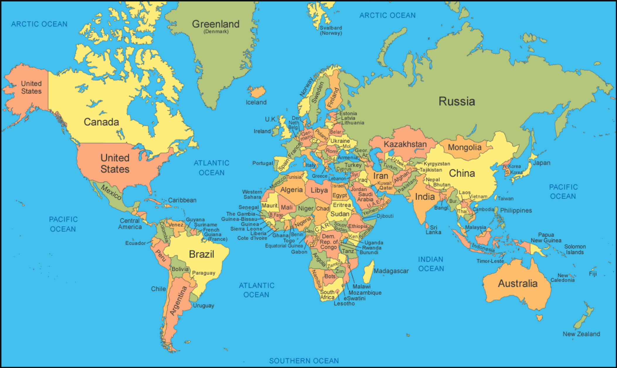 Political map of the World Countries