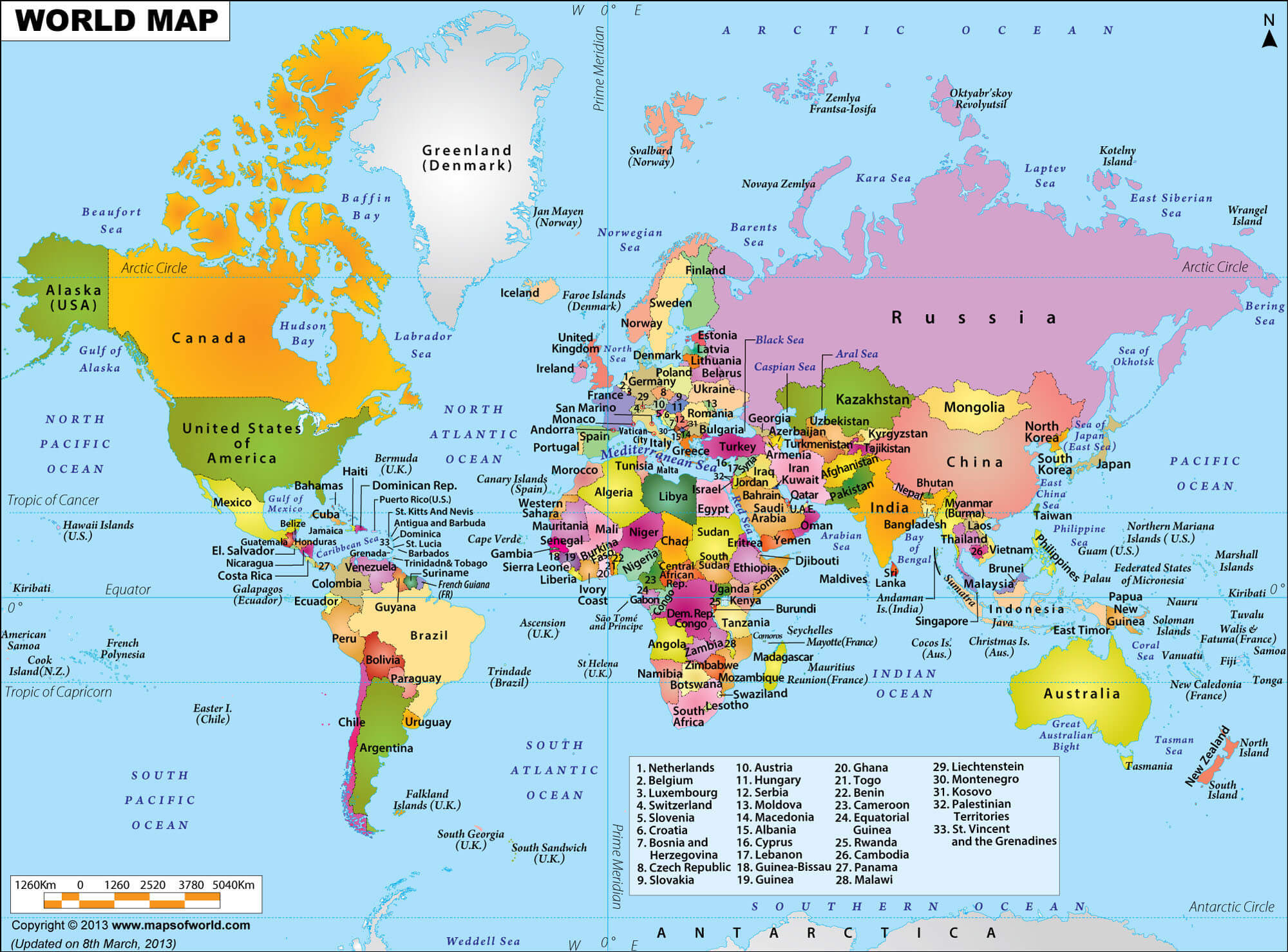 World Maps – Political, Physical, Satellite, Time Zones & Printable Maps 28 High-resolution political world map