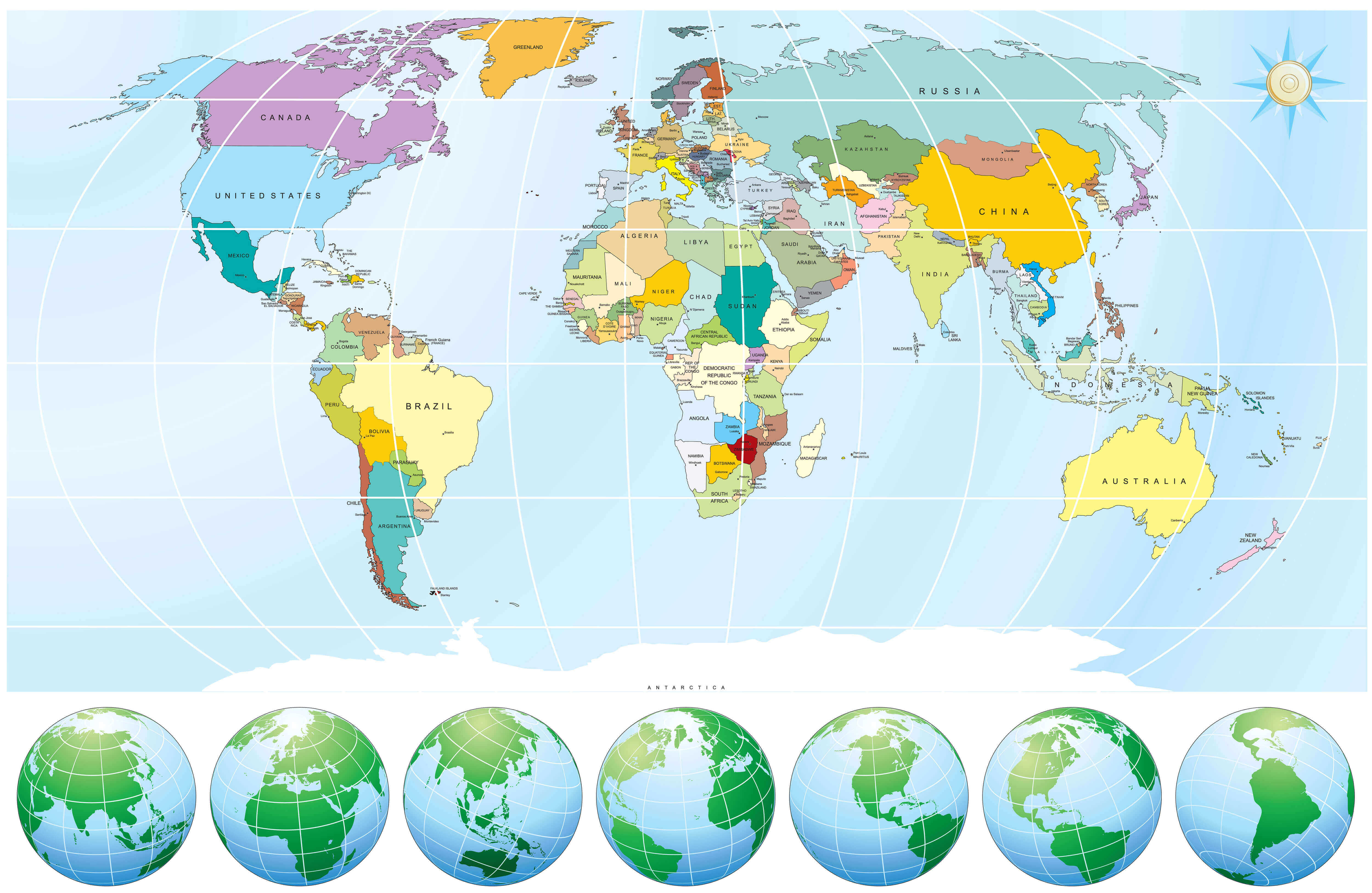 High Resolution World globe map
