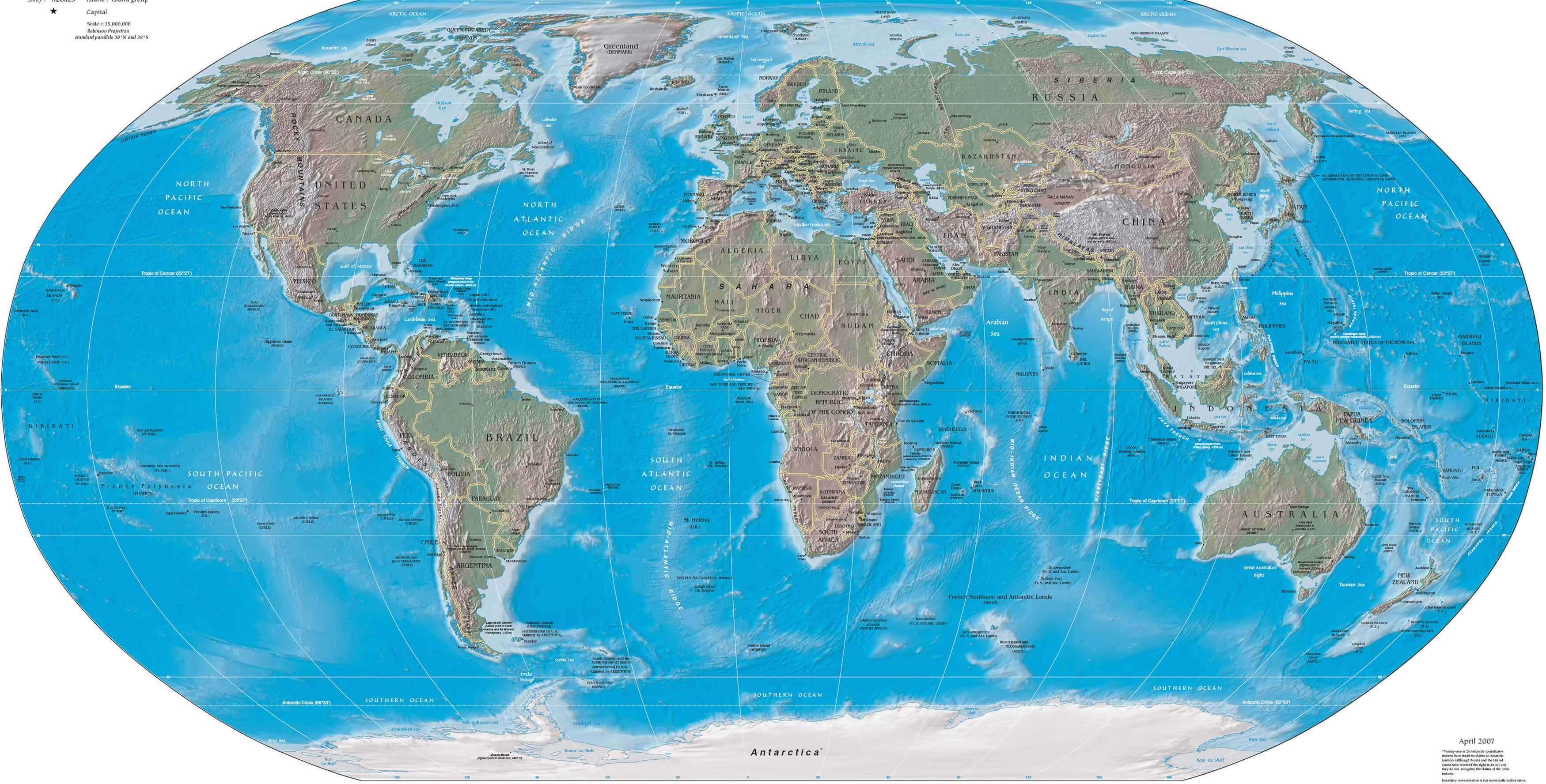 World Maps – Political, Physical, Satellite, Time Zones & Printable Maps 29 High-resolution physical world map