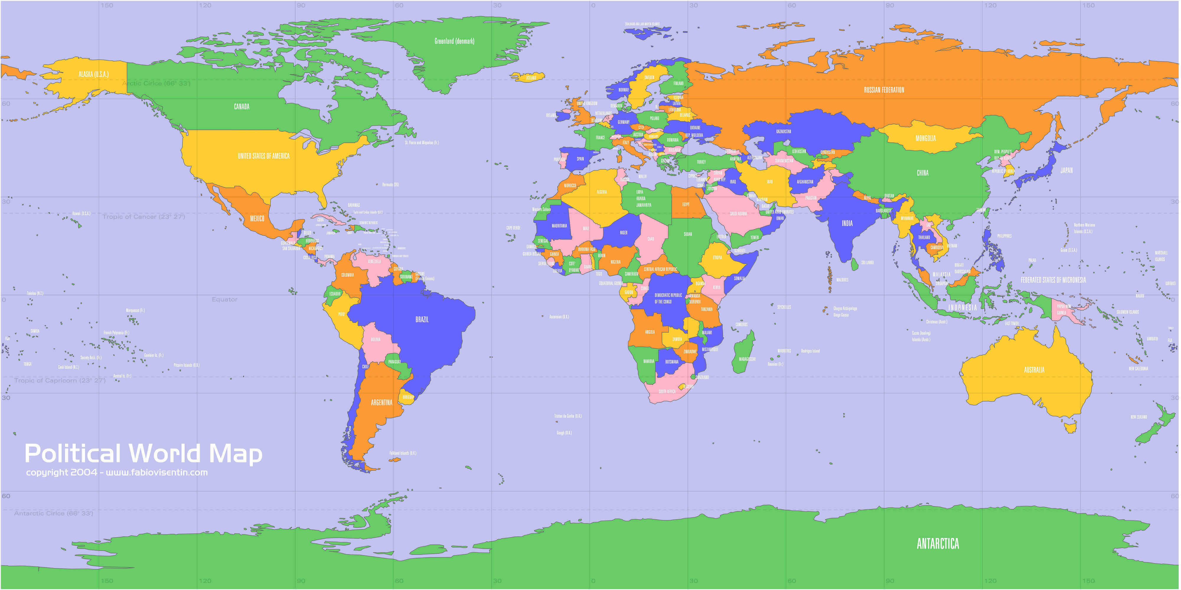 High Resolution World political map