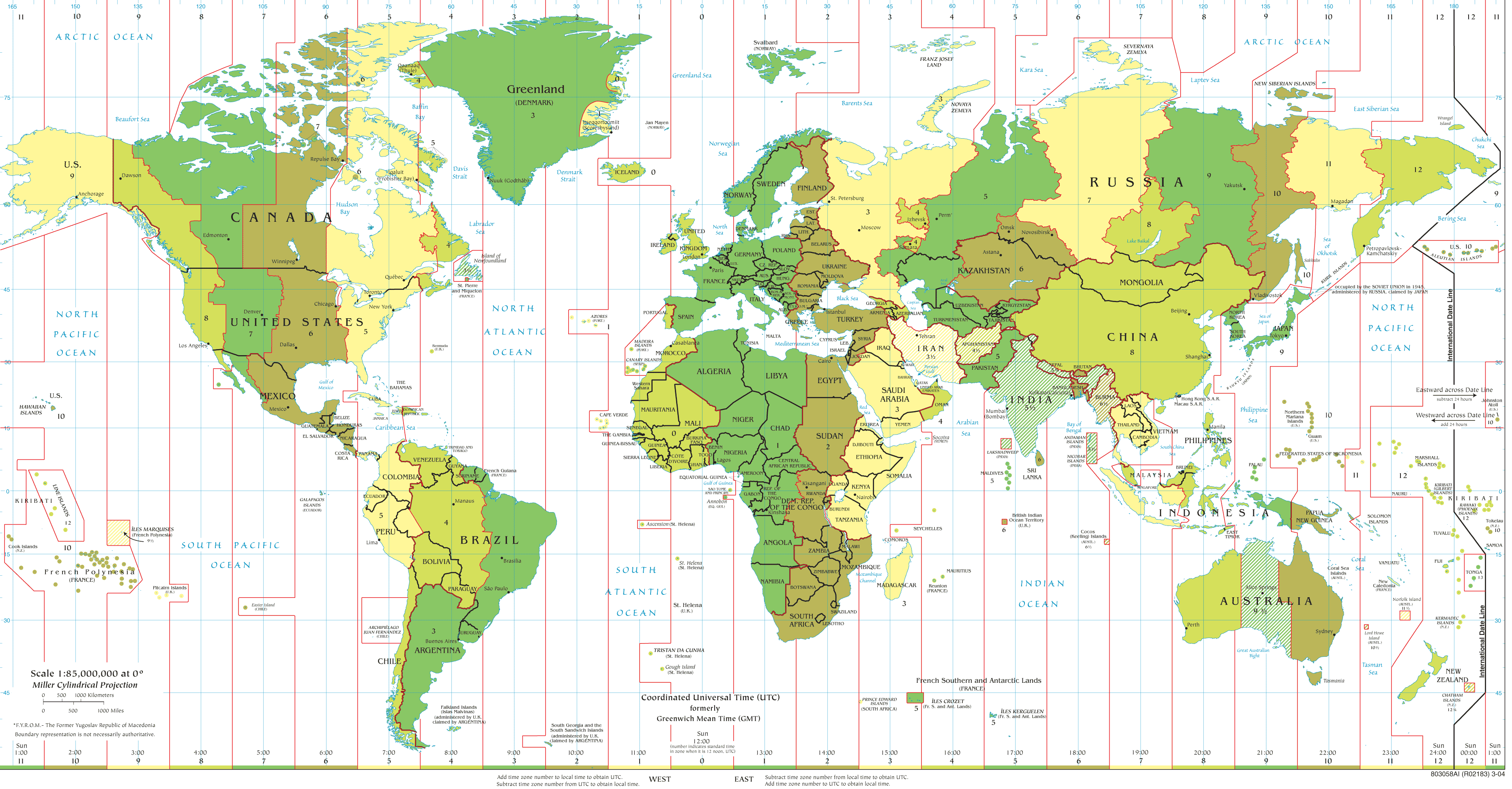 High Resolution World time zones map