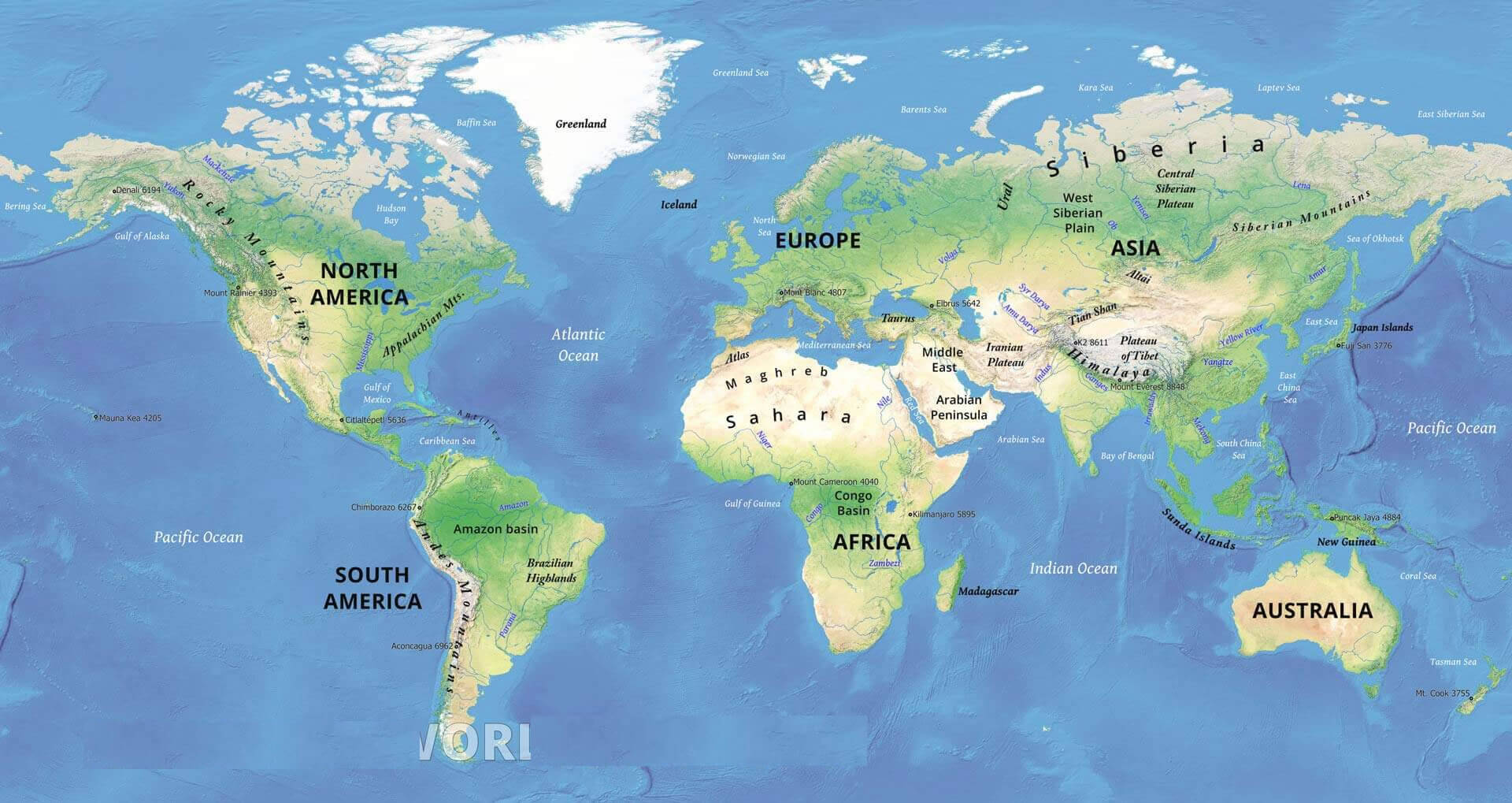 World Maps – Political, Physical, Satellite, Time Zones & Printable Maps 21 World Continents Physical Map