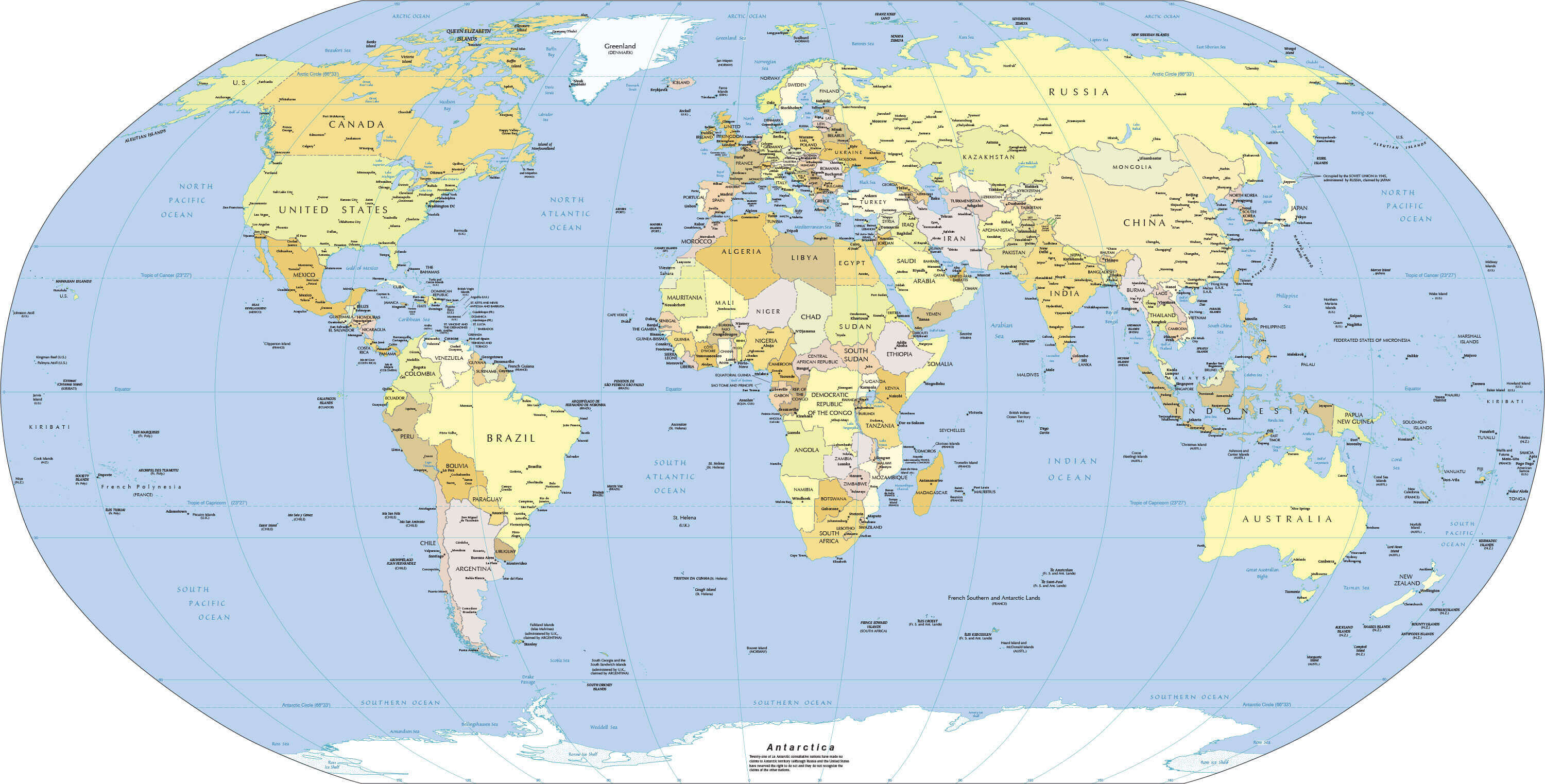 World Maps – Political, Physical, Satellite, Time Zones & Printable Maps 17 Political Map of the World with Countries and Major Cities