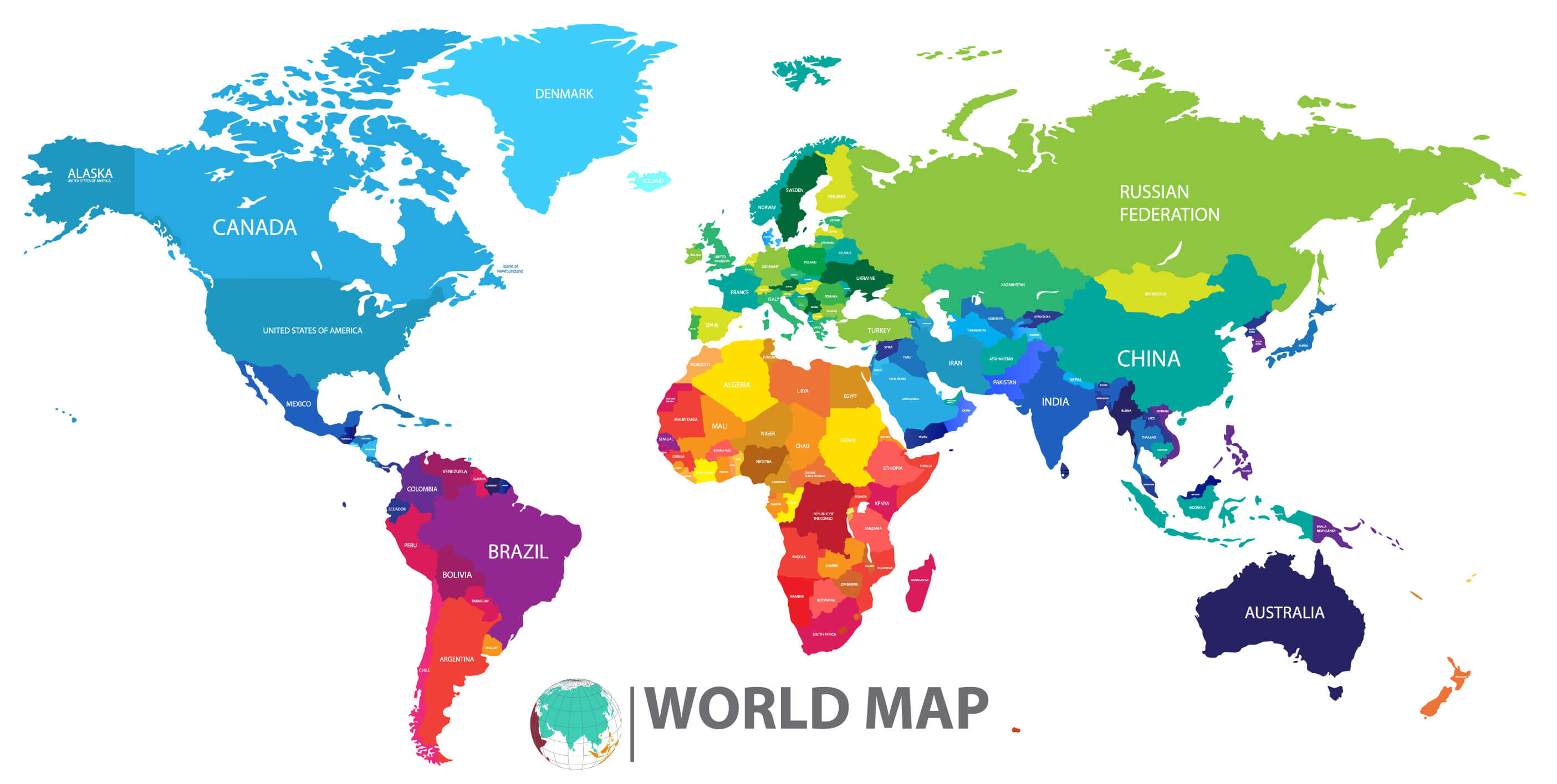 World political map with national borders
