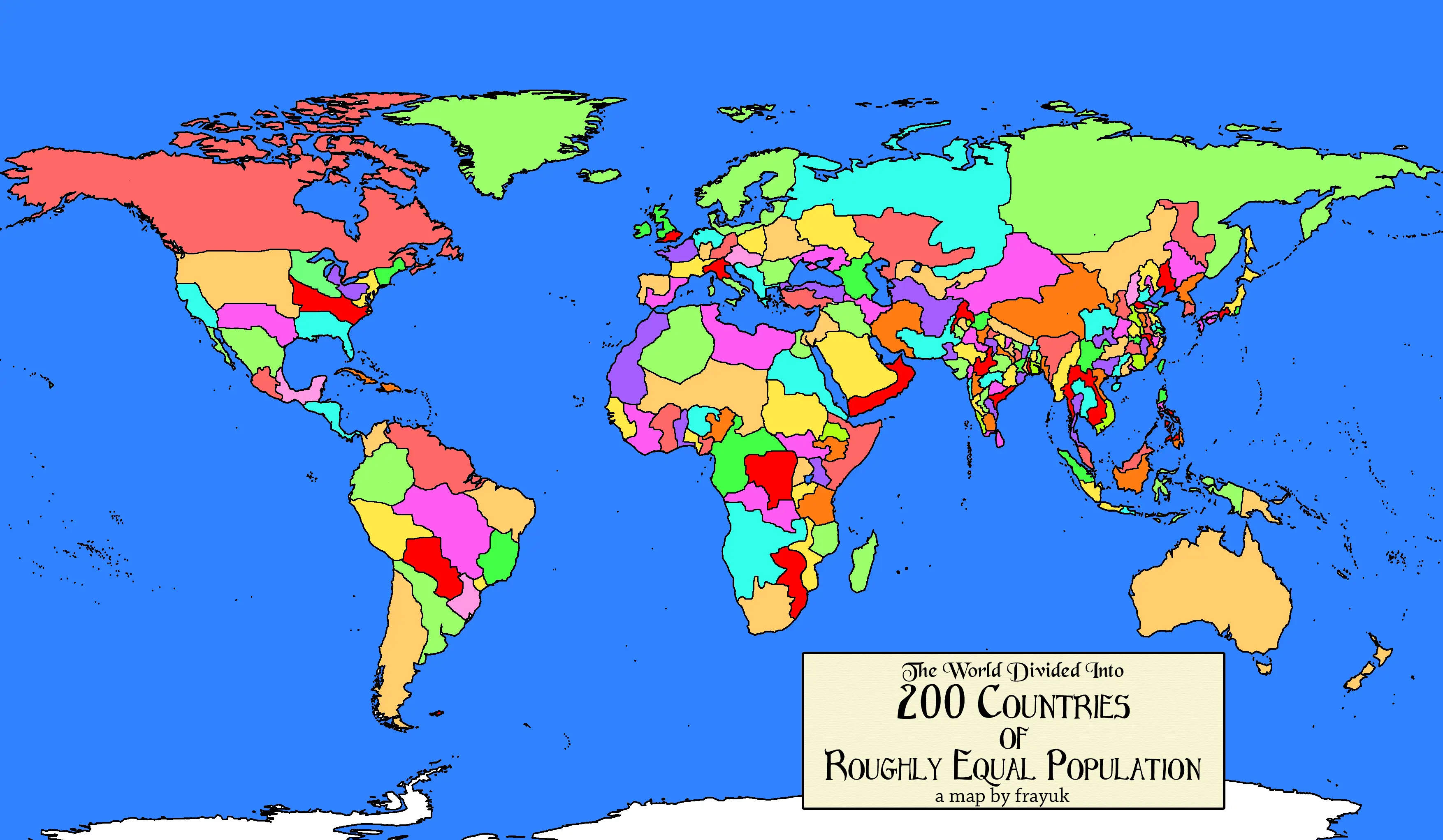 World countries Population density map