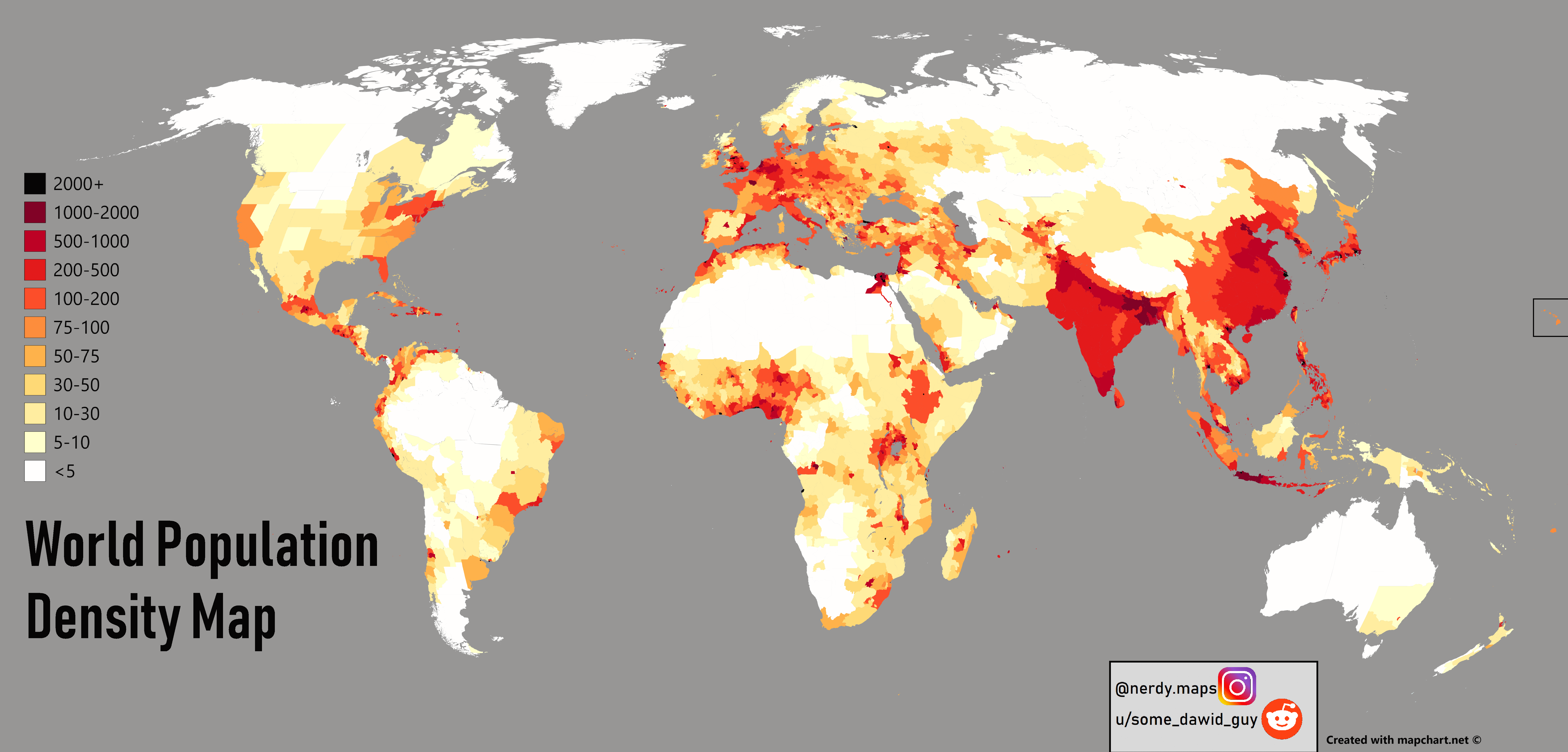 World Population density map
