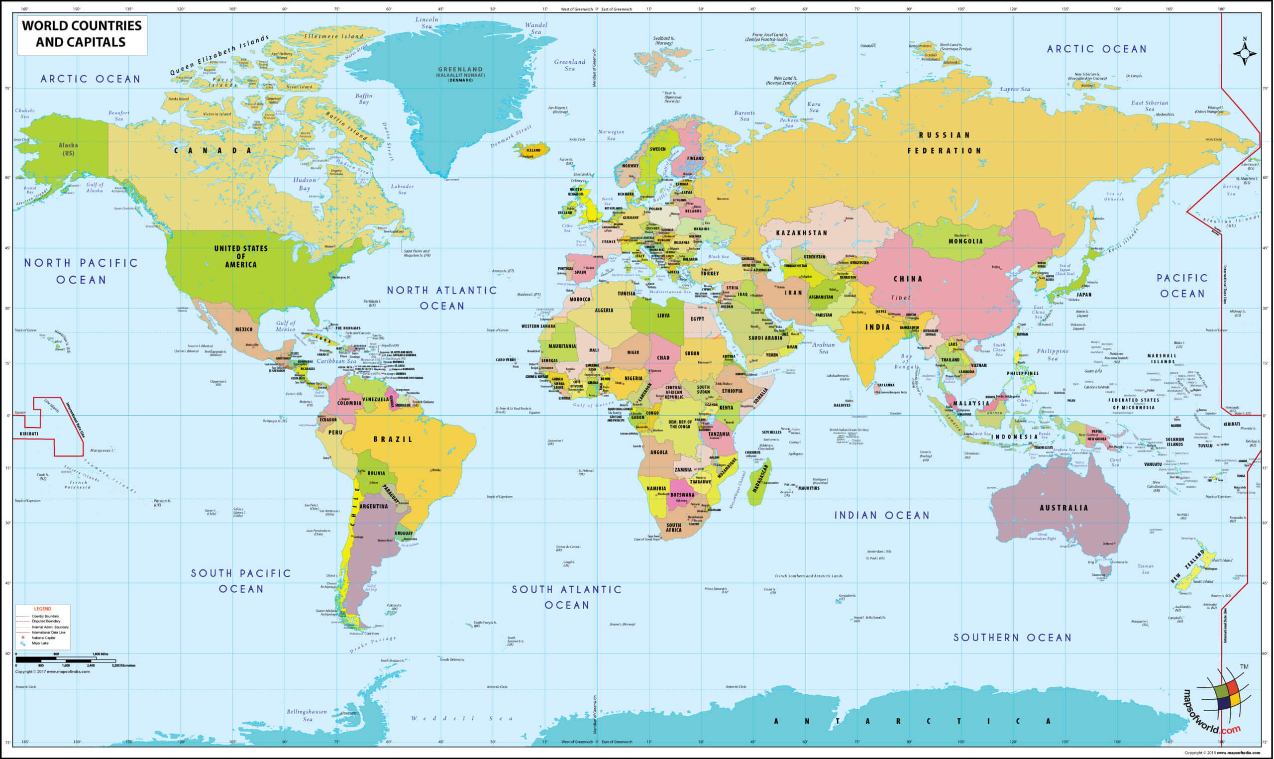 World printable maps with countries
