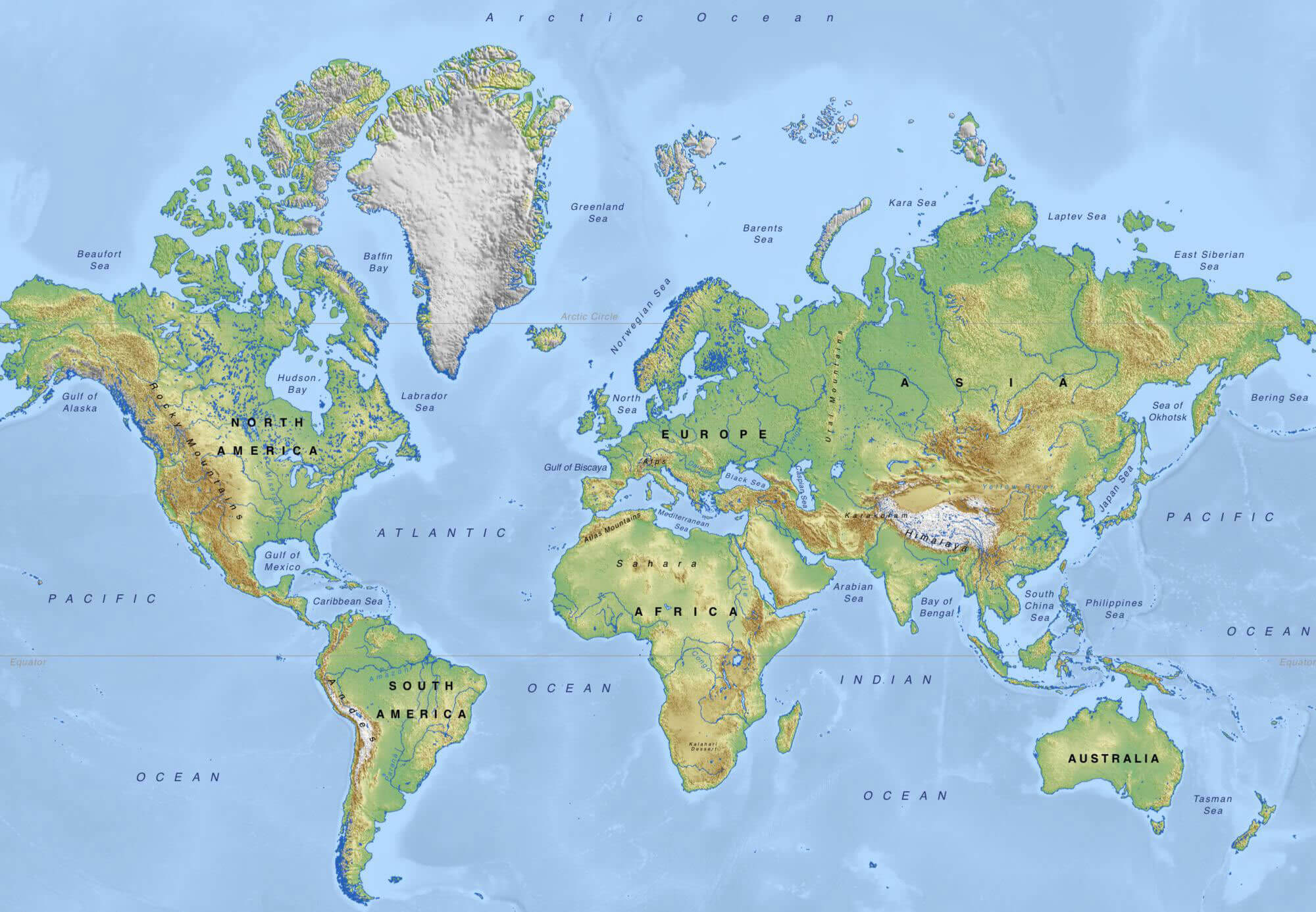 World Maps – Political, Physical, Satellite, Time Zones & Printable Maps 36 World Printable Physical Map