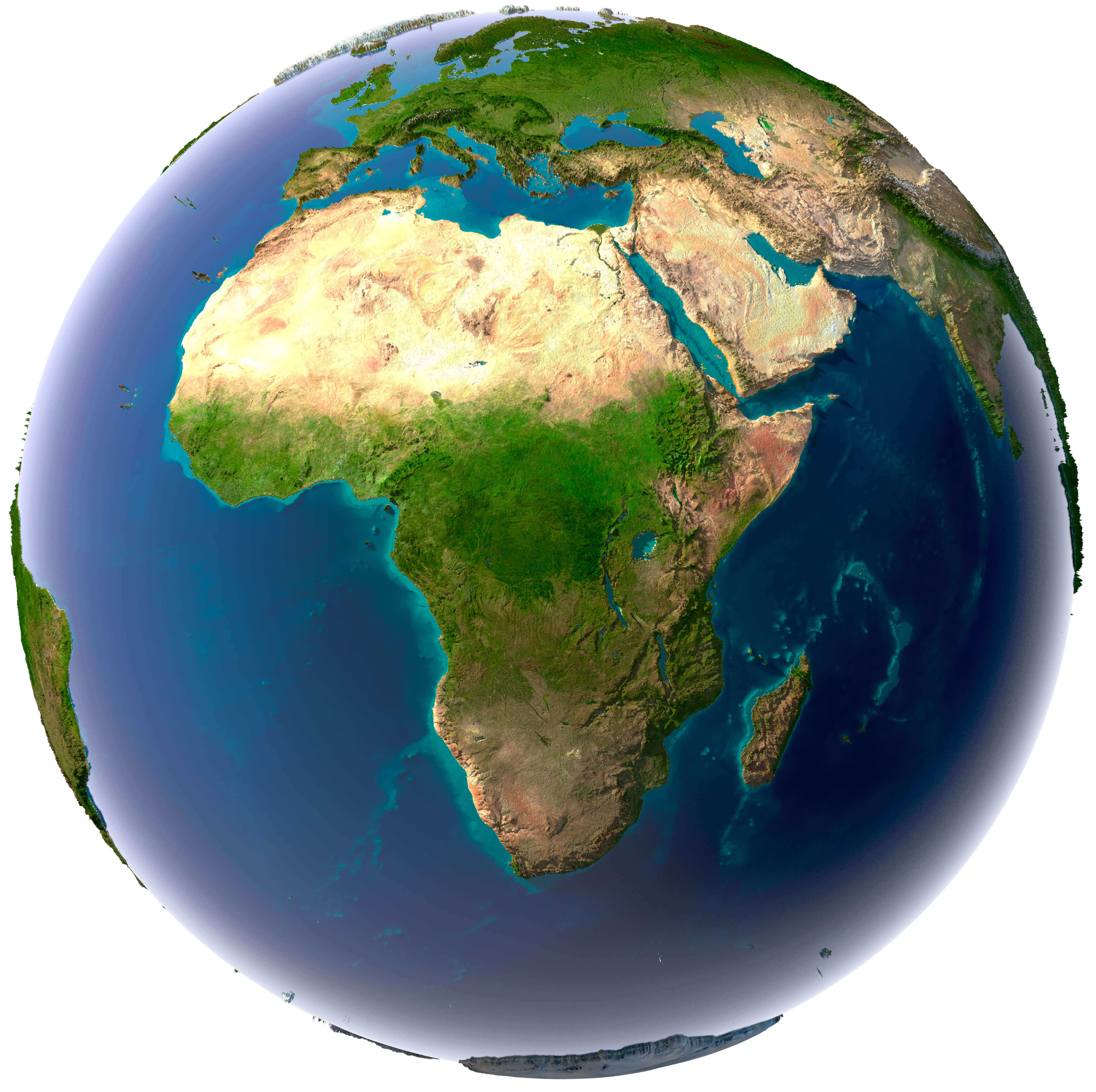 World and Africa detailed topography map