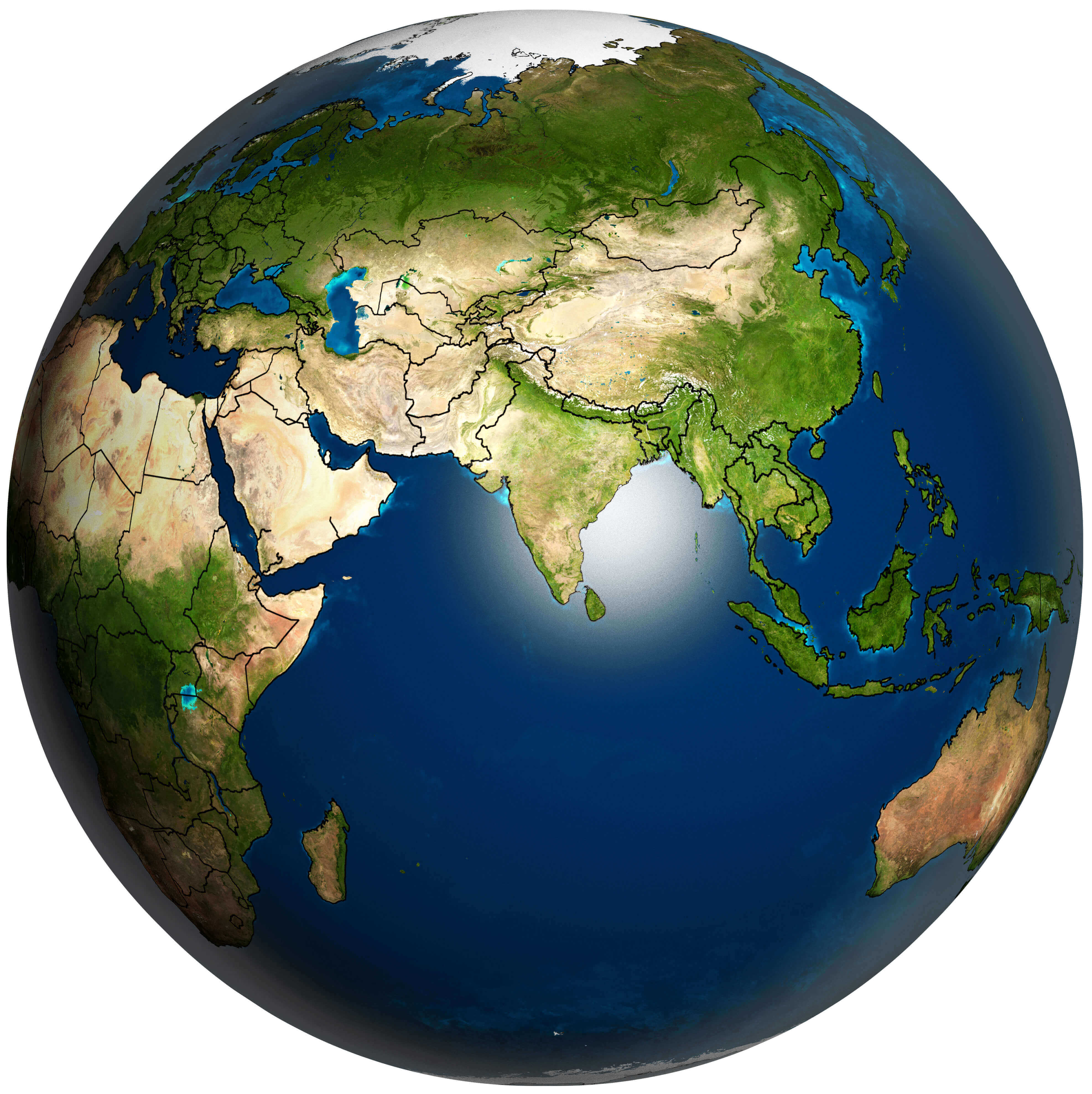 World Asia and the Earth map