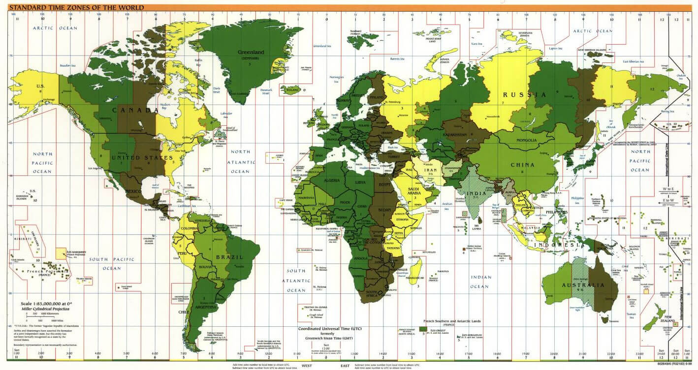 Standard time zones of the World